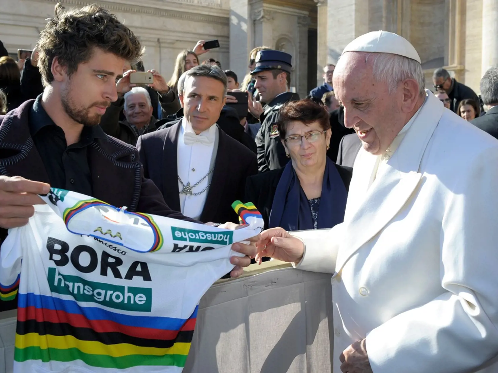 Pápež František a Peter Sagan.