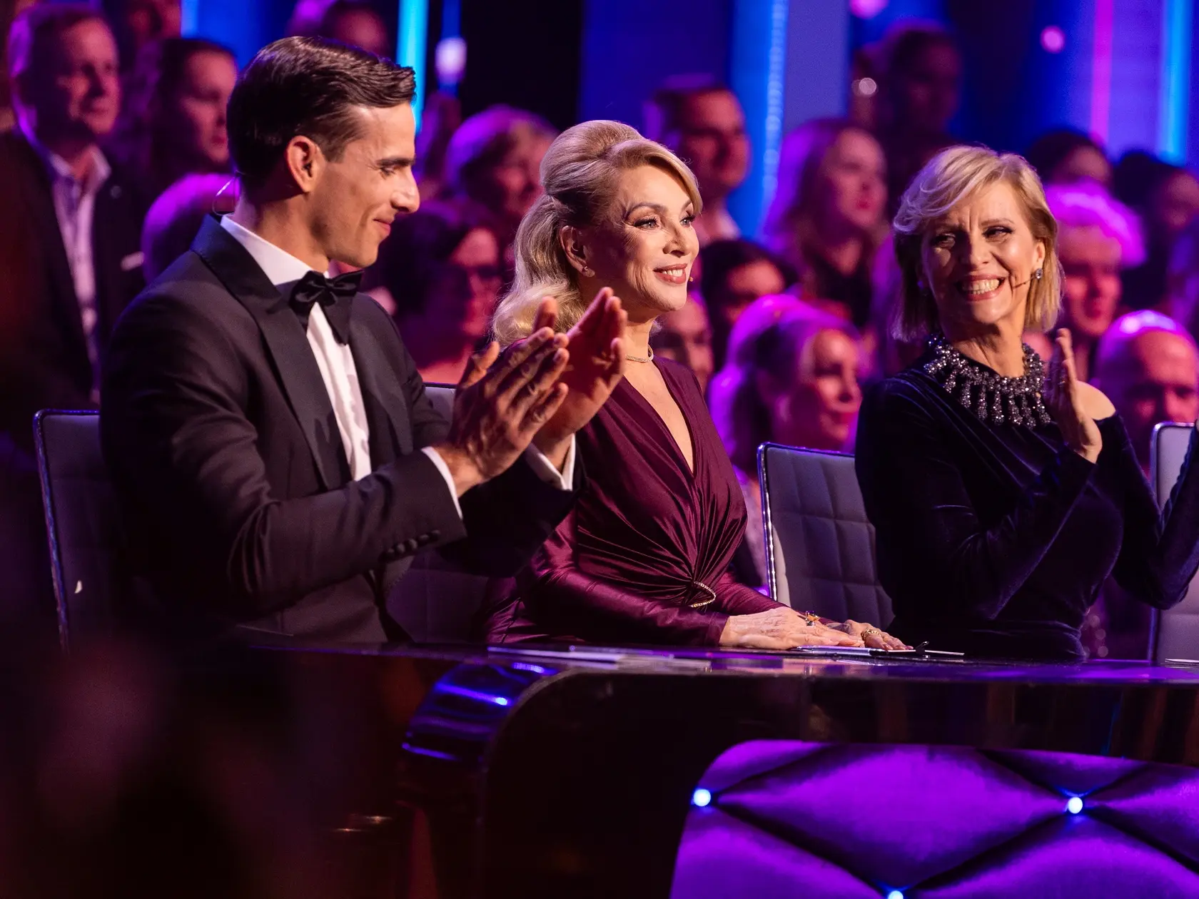 Na snímke porota Tatiana Drexler, Adam Bardy, Zdena Studenková počas štvrtého  kola Let's dance 2025.