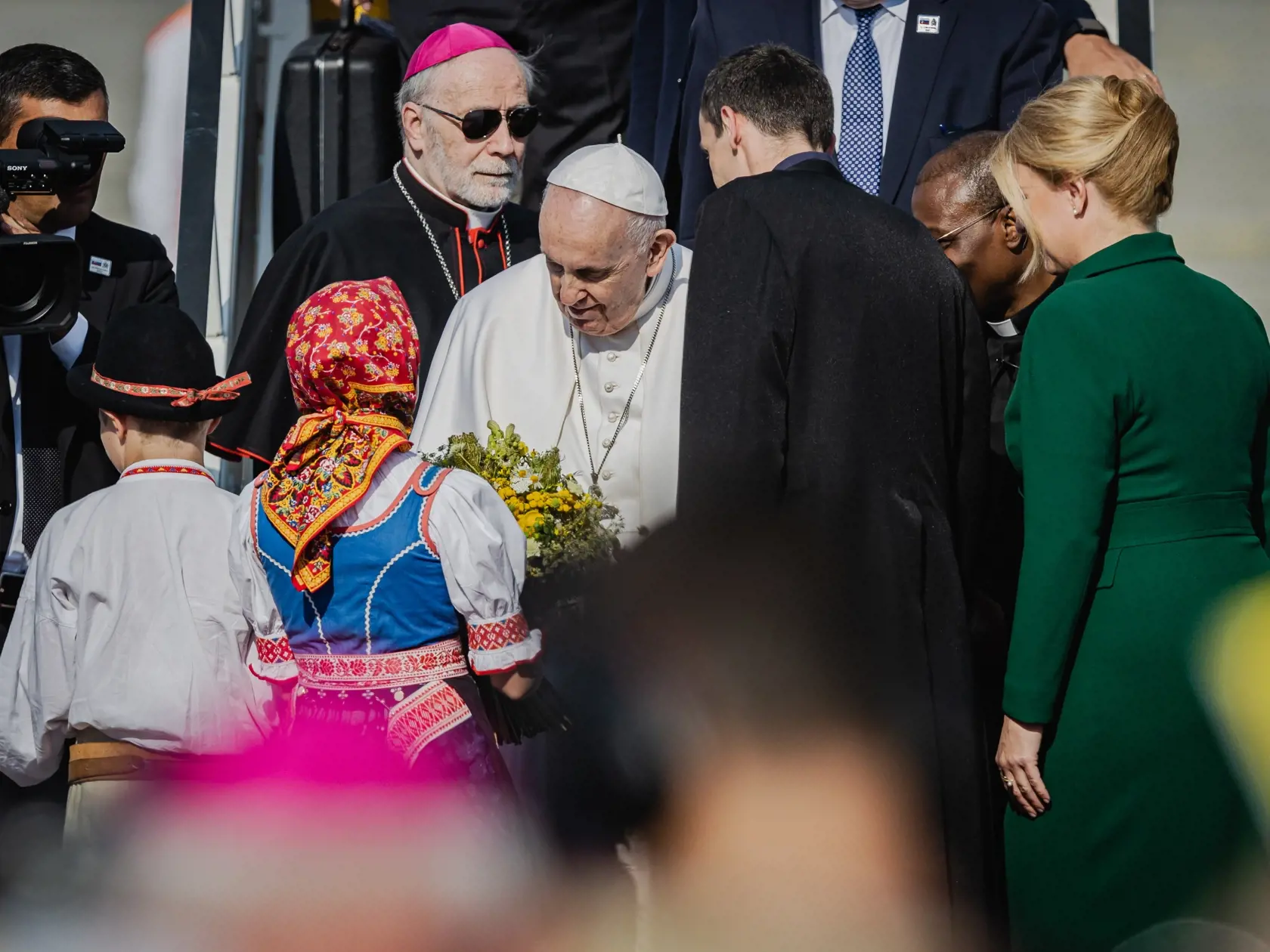 Pápež František priletel v nedeľu 12.9. 2021 na štvordňovú návštevu Slovenskej republiky. Na snímke Pápež František, vlastným menom Jorge Mario Bergoglio a Prezidentka Zuzana Čaputová.