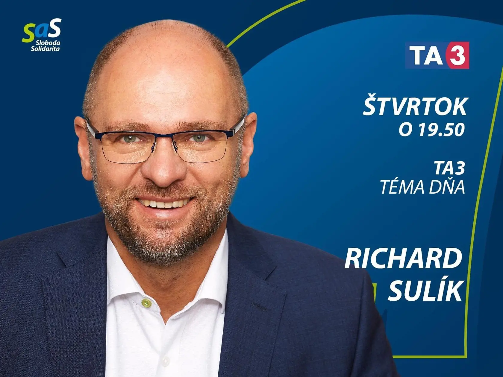 Minister hospodárstva Richard Sulík na stránke SaS upozornil, že bude diskutovať na TA3.