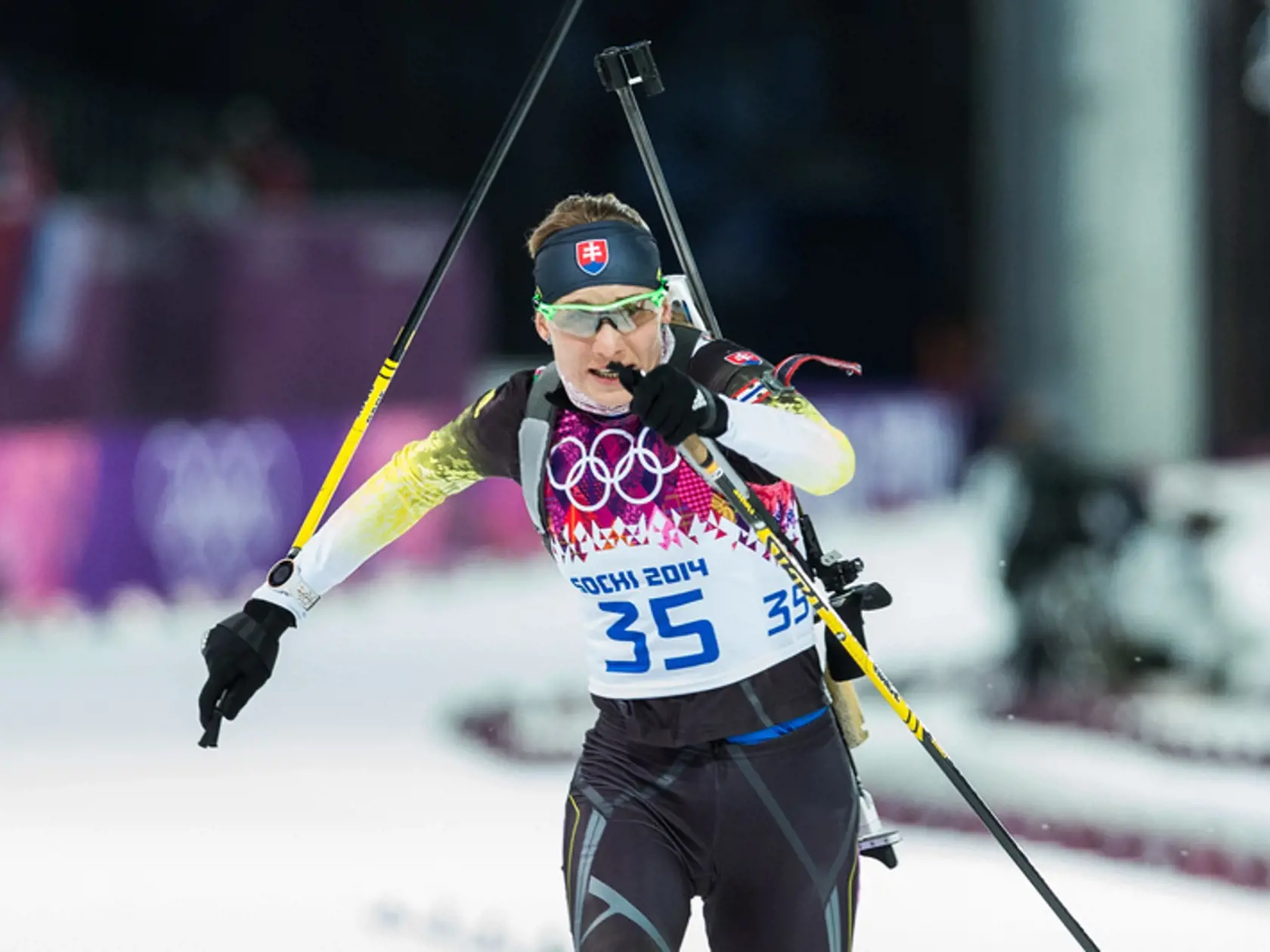 Anastasia Kuzminová na trati.