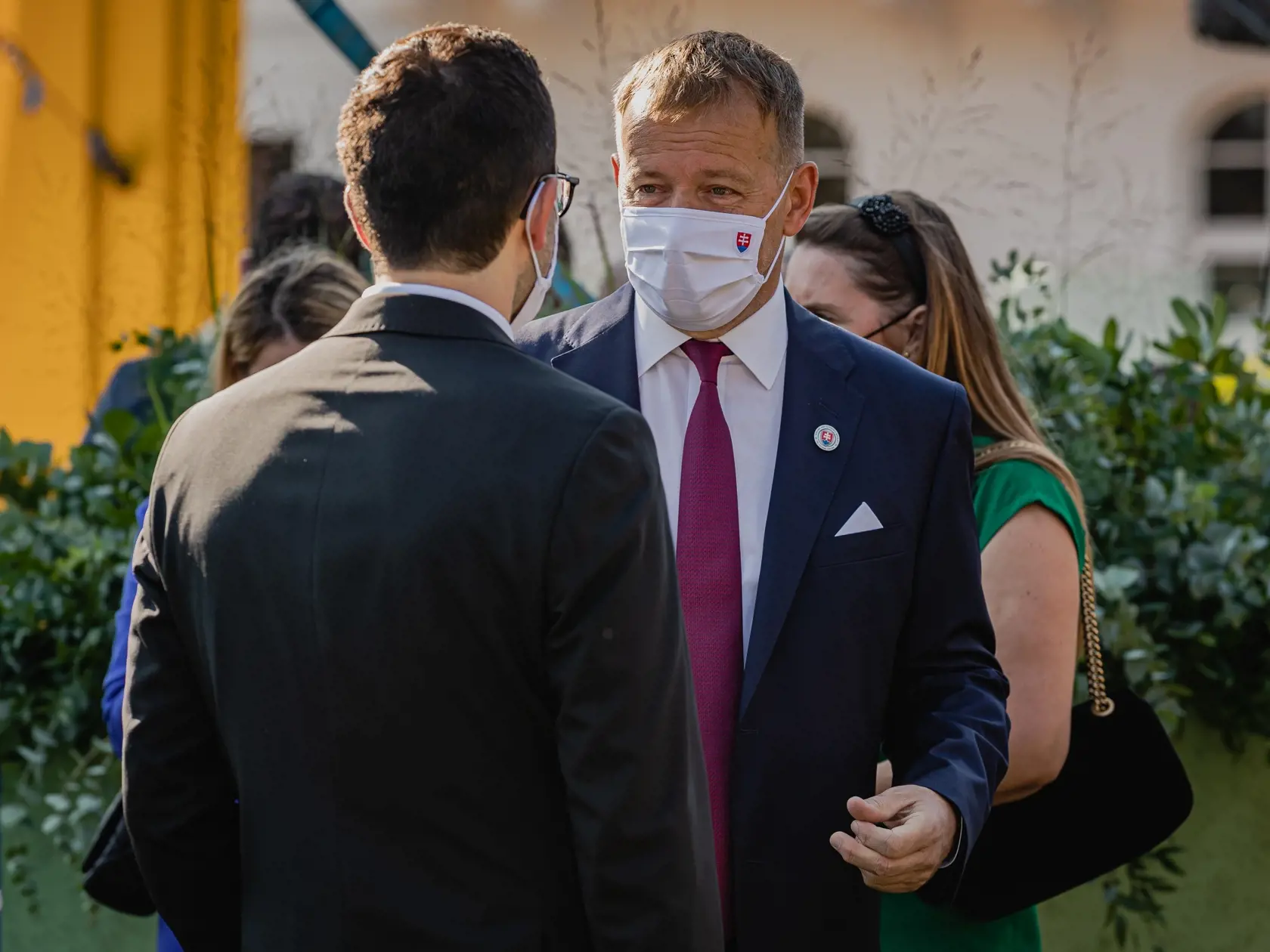 Pápež František sa v pondelok 13.9. 2021 zúčastnil oficiálneho prijatia u Prezidentky Slovenskej republiky Zuzany Čapautovej a následného stretnutia s osobnosťami politického, spoločonského aj kultúrnehon života v záhrade Prezidentského paláca. Na snímke predseda Národnej rady Slovenskej republiky Boris Kollár.