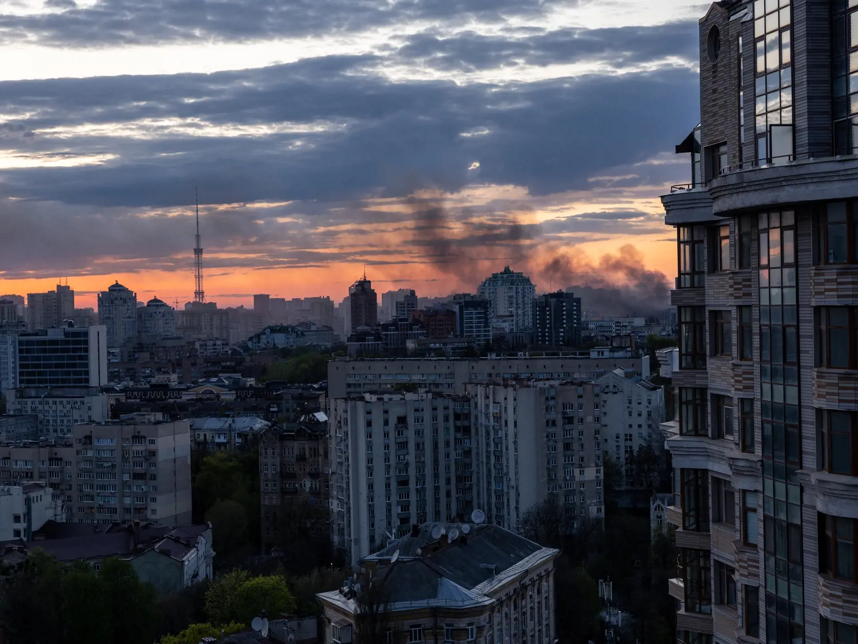 Smoke Rises After Explosion In Kyiv