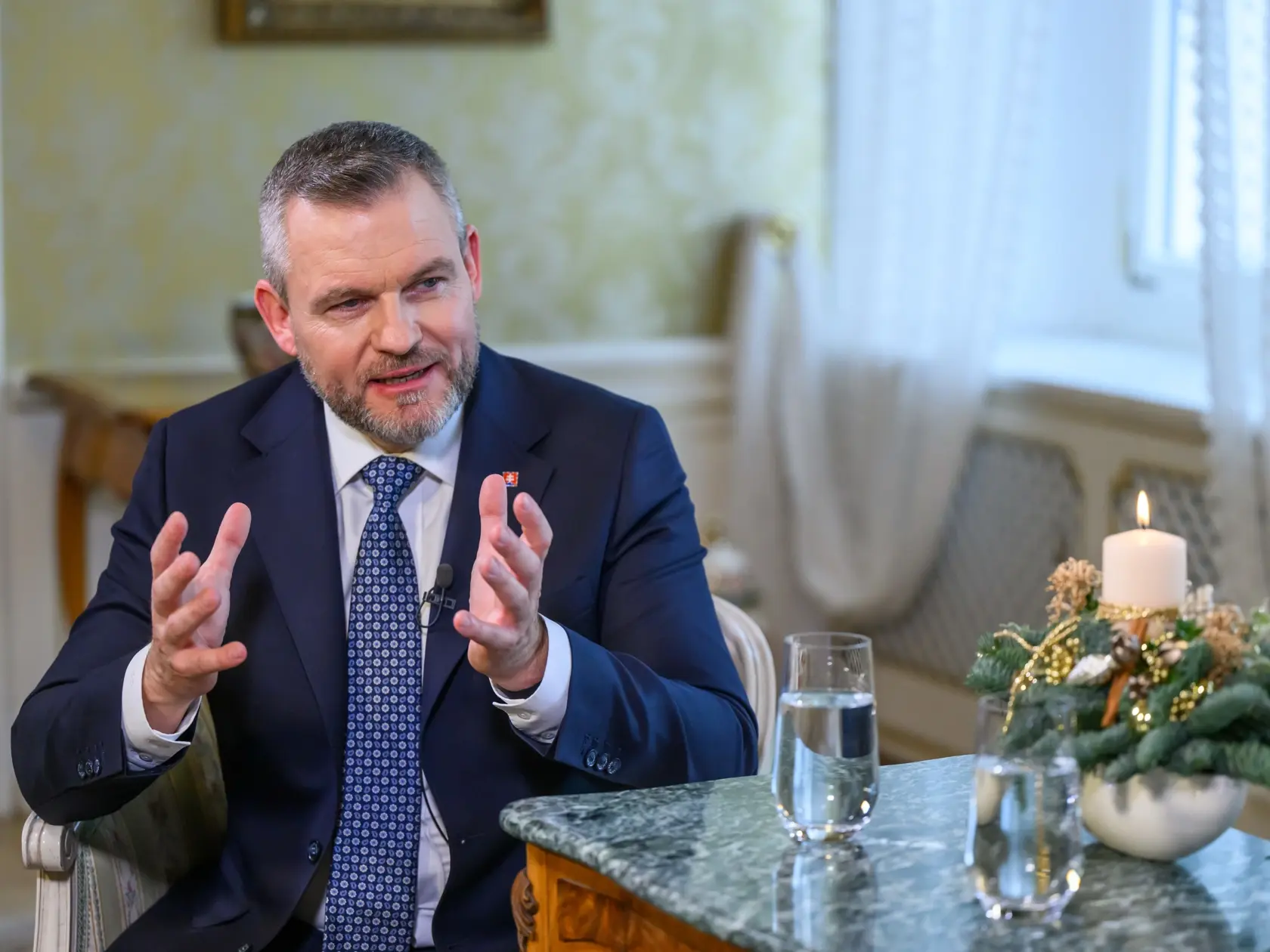 Na snímke prezident SR Peter Pellegrini počas rozhovoru pre Tlačovú agentúru Slovenskej republiky (TASR) v Bratislave 19. decembra 2024. FOTO TASR - Jaroslav Novák