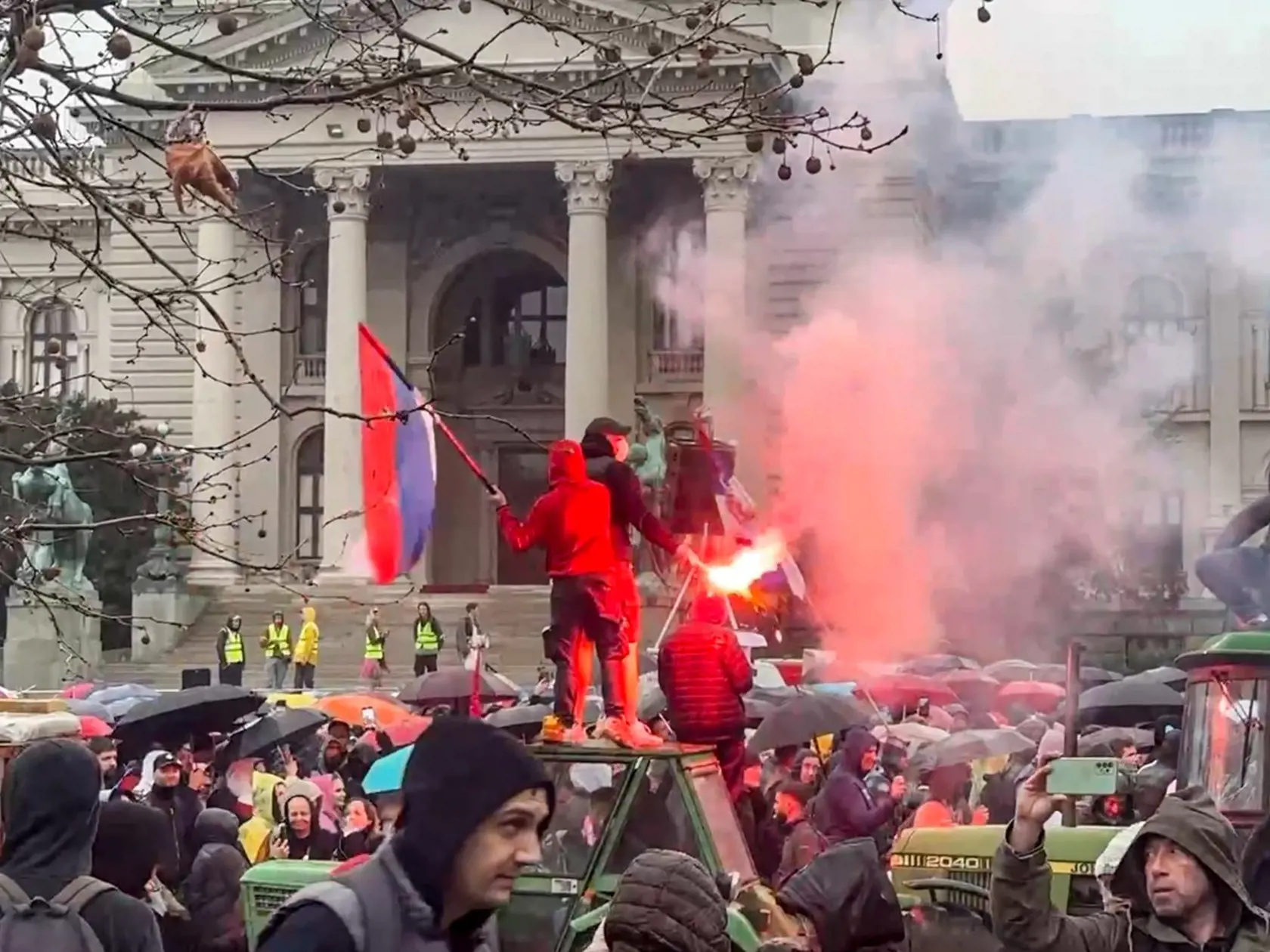 Protivládny protest v srbskom Belehrade 15. marca 2025.