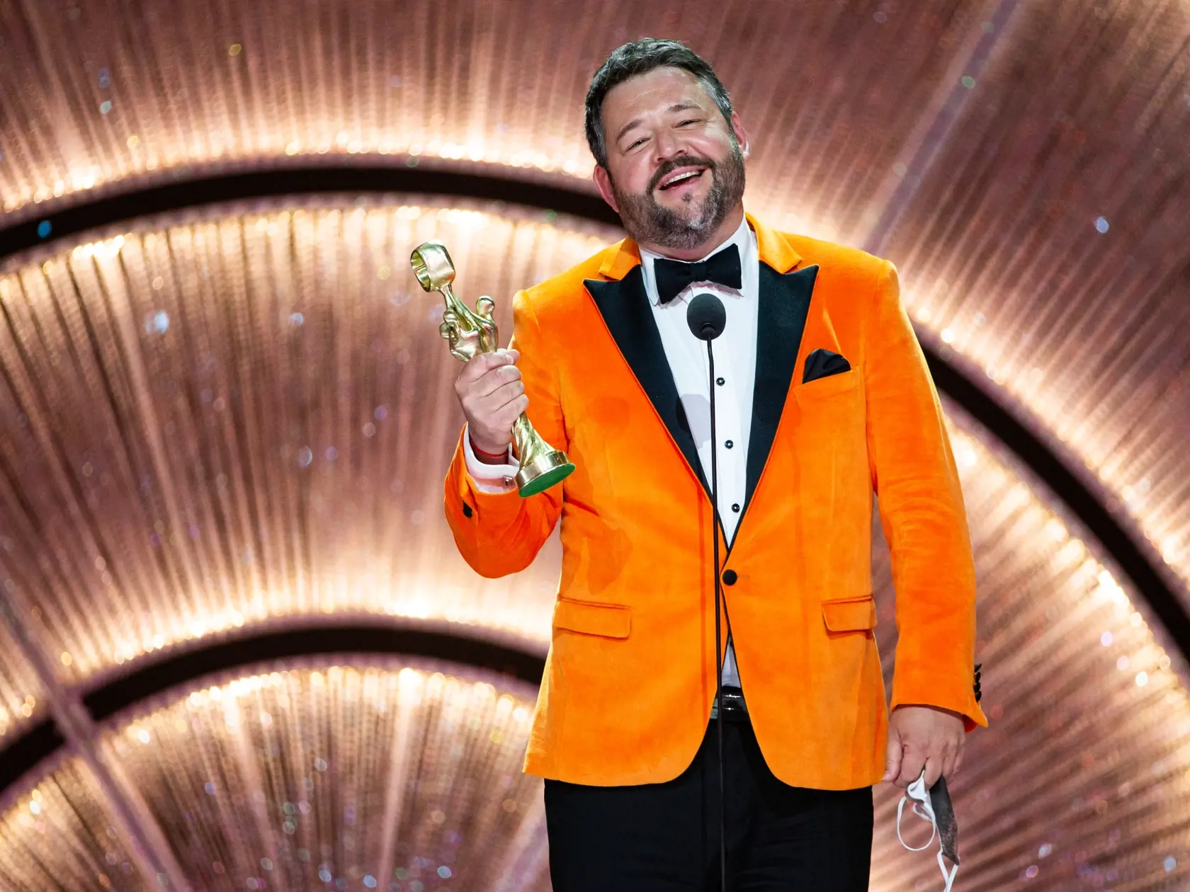 Slávnostný galavečer ankety Osobnosť televíznej obrazovky "OTO" za rok 2019 v novej budove Slovenského národného divadla v Bratislave. Na snímke Vladimir Voštinár a Michal Hudák.
