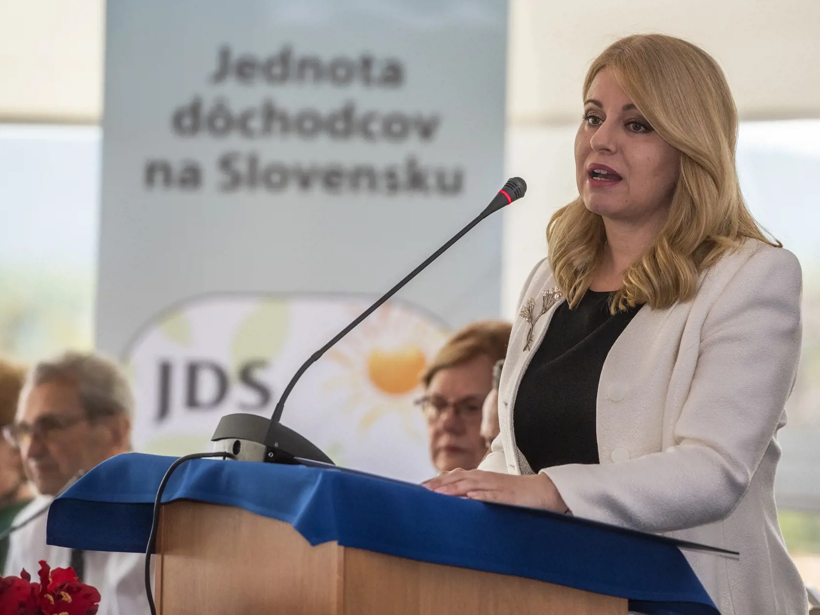 Na snímke prezidentka SR Zuzana Čaputová reční počas 12. snemu Jednoty dôchodcov Slovenska (JDS) v Bratislave 22. júna 2022. FOTO TASR - Jaroslav Novák
