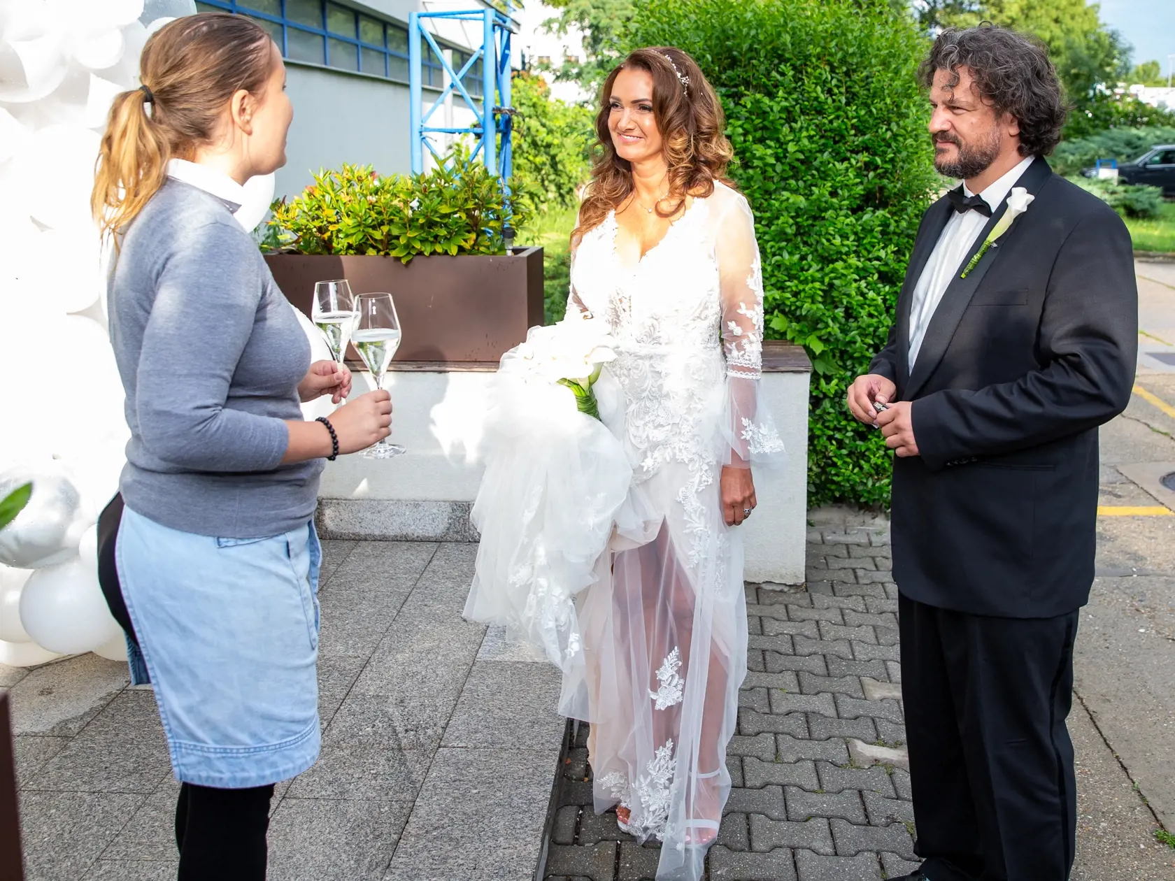 Svadba Karin Majtánovej a Petra Kremnického v Bratislave. Na snímke je Karin Majtánová a Peter Kremnický. 