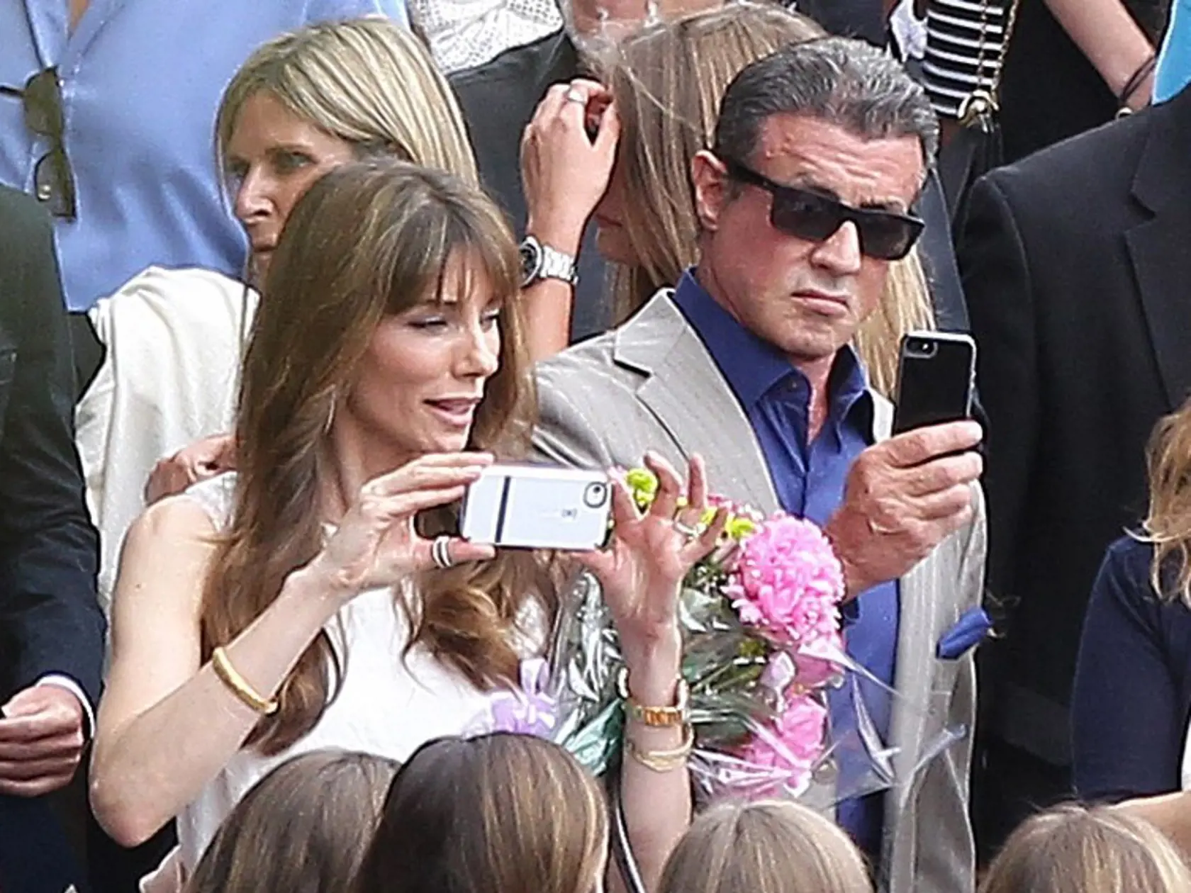 Sylvester Stallone s manželkou Jennifer Flavin na maturite svojej dcéry.