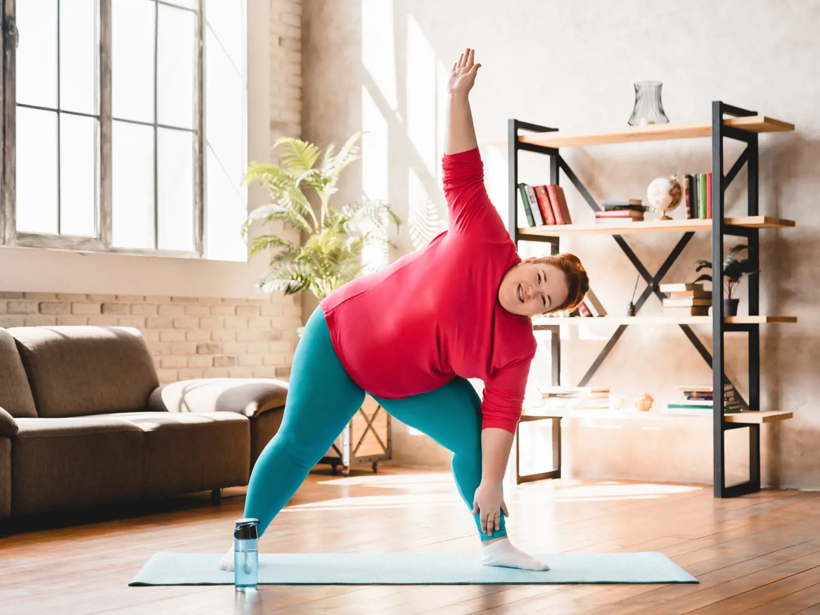 Plus,Size,Corpulent,Young,Woman,Doing,Physical,Exercises,Indoors,For