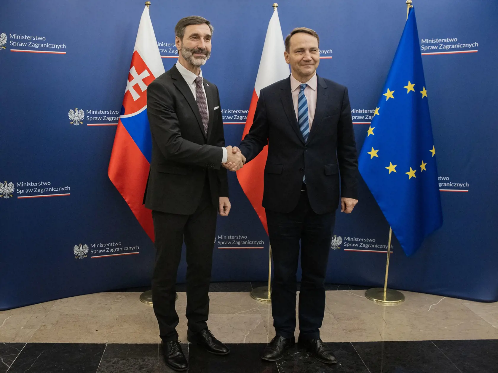 Minister Juraj Blanár na pracovnej ceste vo Varšave s poľským ministrom zahraničných vecí Radoslawom Sikorskim.