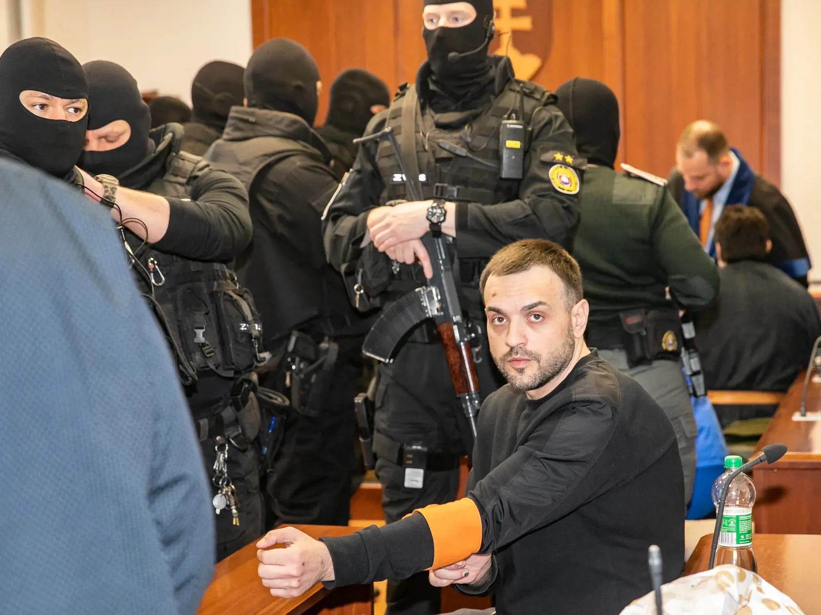 Pojednávanie v kauze vraždy Jána Kuciaka a Martiny Kušnírovej, ktoré je spojené s objednávkami vraždy prokurátorov Daniela Lipšica, Maroša Žilinku a Petra Šufliarskeho. Na snímke Darko Dragič.