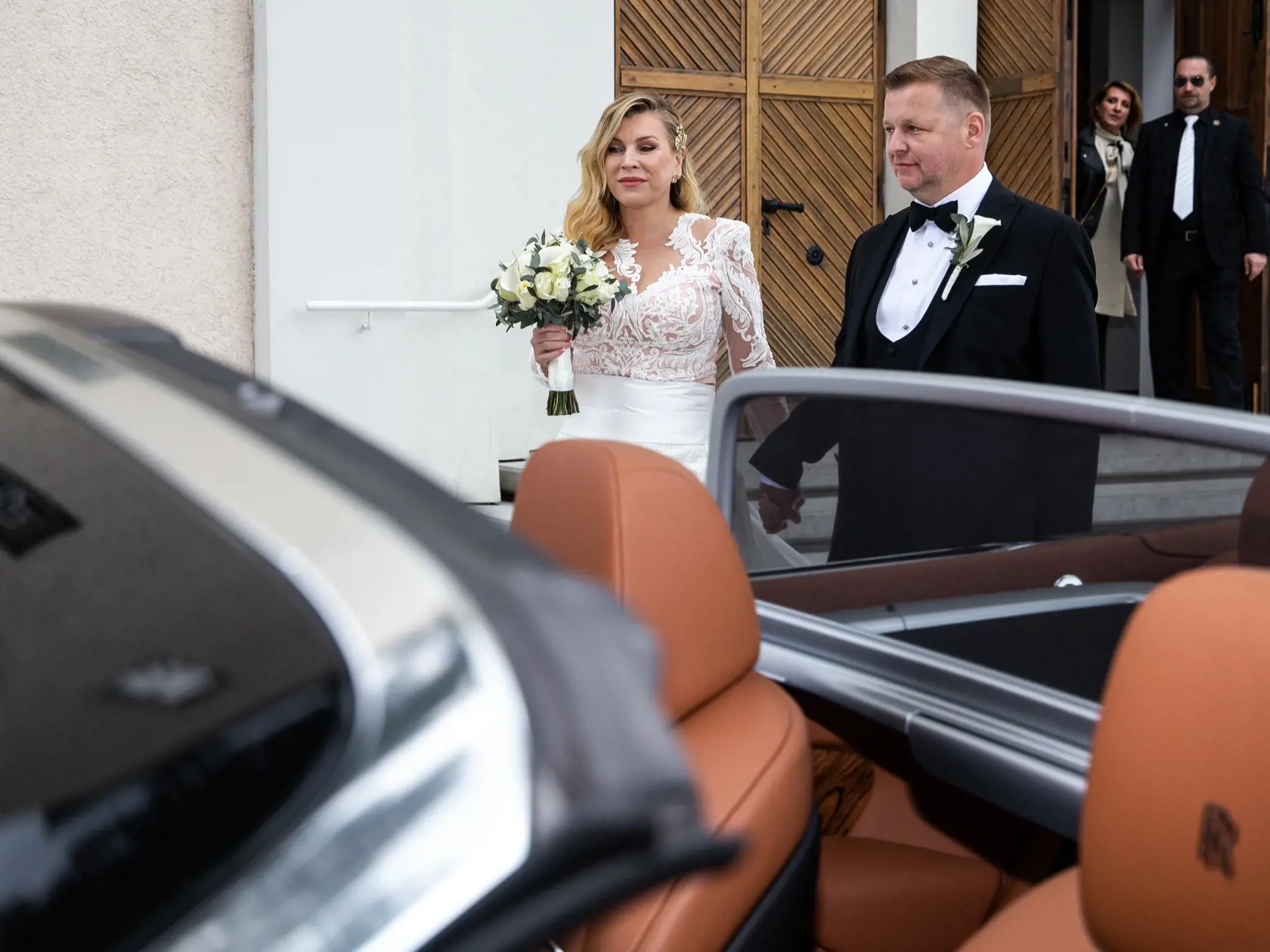 Svadba Gabriely Drobovej a Karola Rumana v Bratislave. Na snímke Gabriela Drobová a Karol Ruman.
