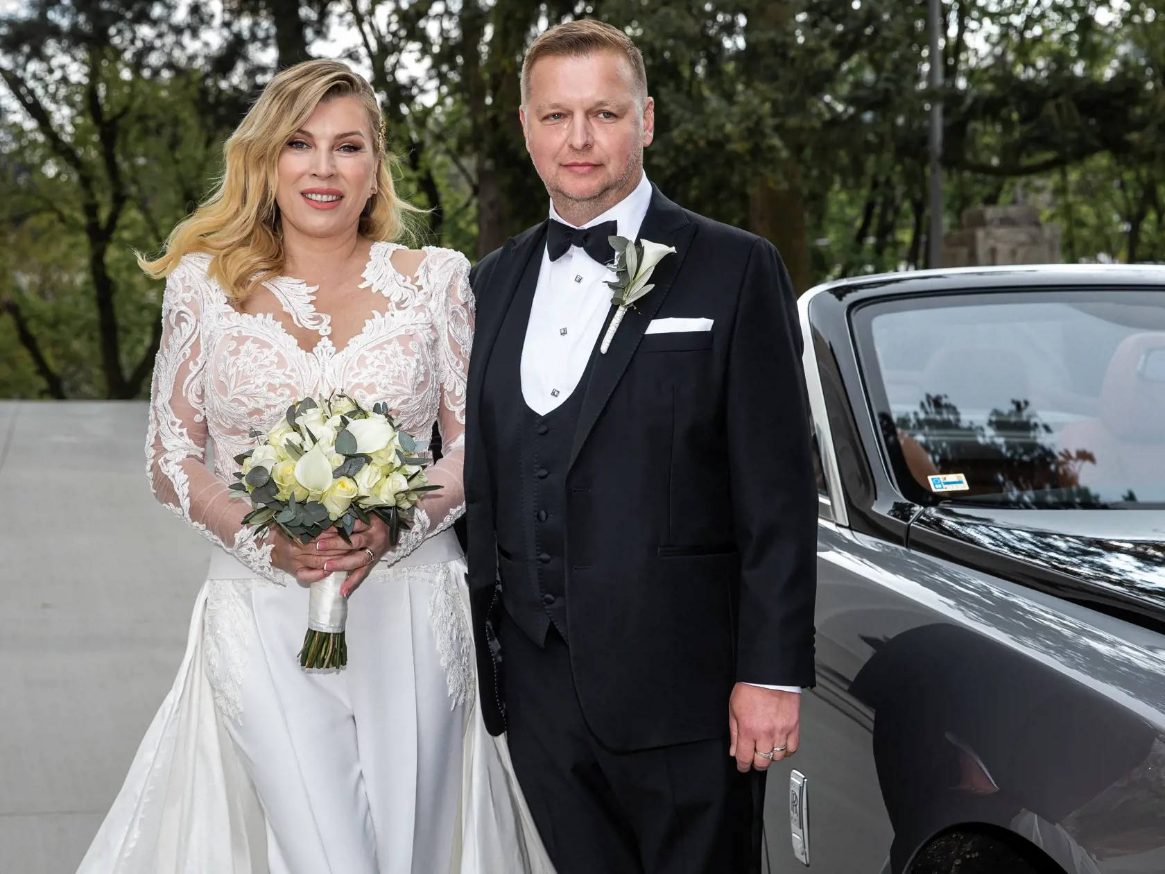 Svadba Gabriely Drobovej a Karola Rumana v Bratislave. Na snímke Gabriela Drobová a Karol Ruman.