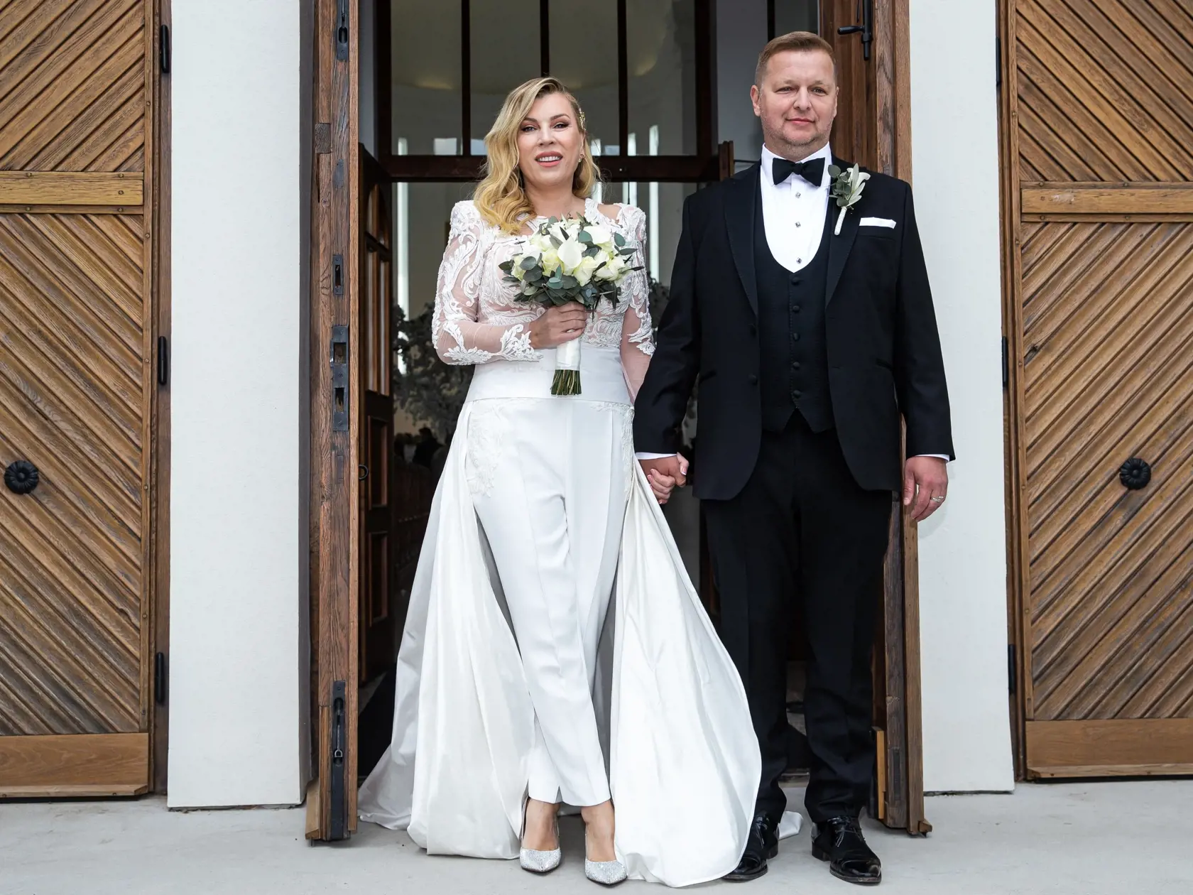 Svadba Gabriely Drobovej a Karola Rumana v Bratislave. Na snímke Gabriela Drobová a Karol Ruman.