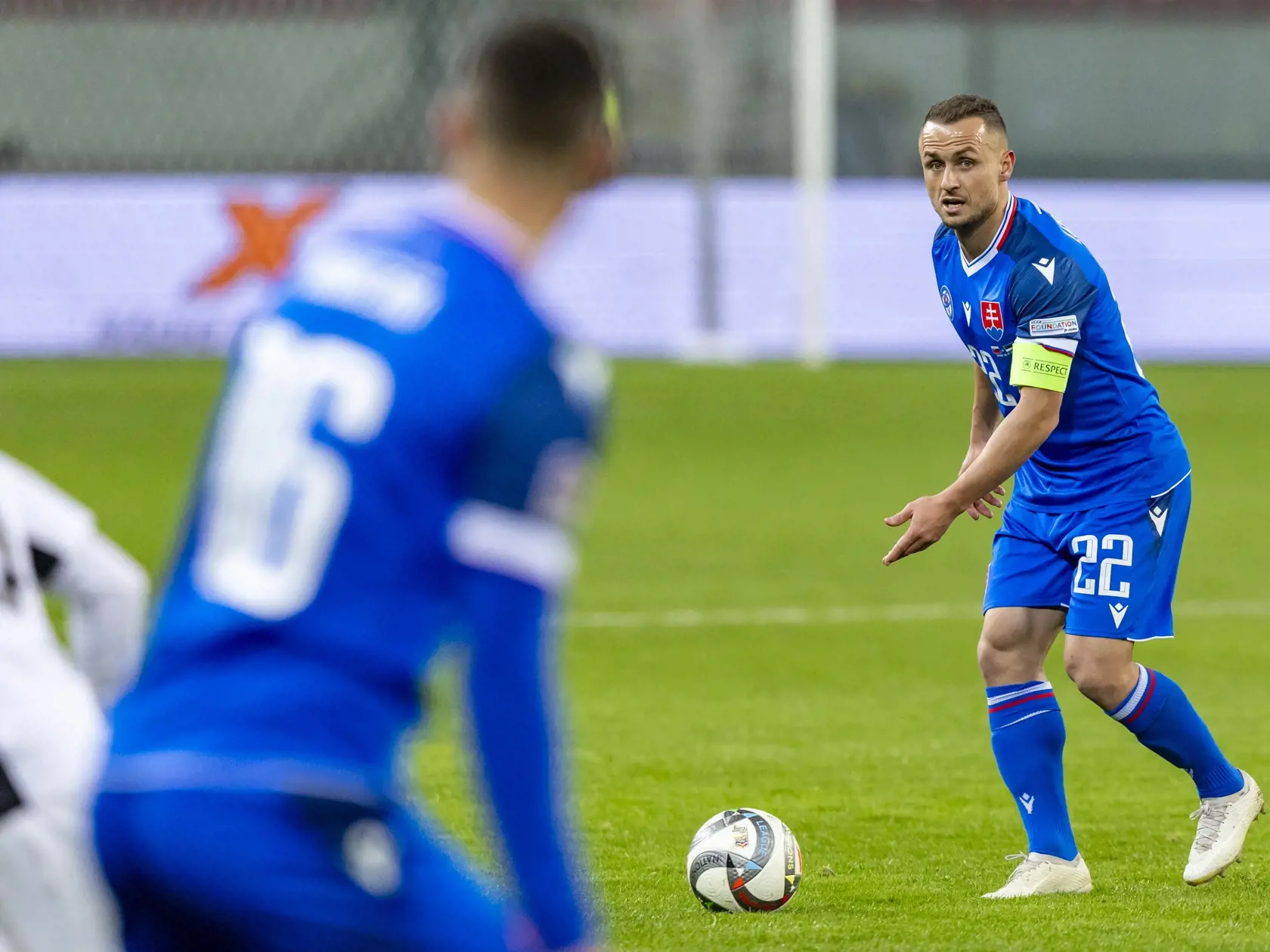 Na štadióne Antona Malatinského sa stretli v zápase Ligy národov Slovensko a Estónsko. Na smnímke je Stanislav Lobotka. 