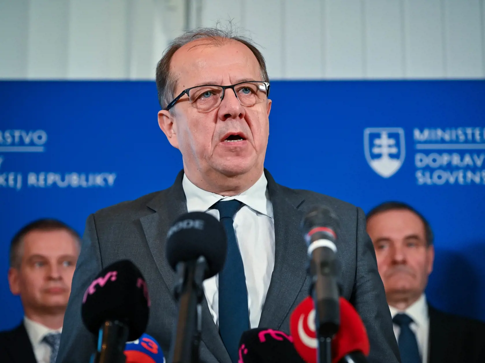 Na snímke prezident Únie miest Slovenska (ÚMS) Richard Rybníček Jozef Božík počas tlačovej konferencie Ministerstva dopravy SR na tému Zmeny v stavebnom zákone, 18. januára 2024 v Bratislave. FOTO TASR - Pavol Zachar