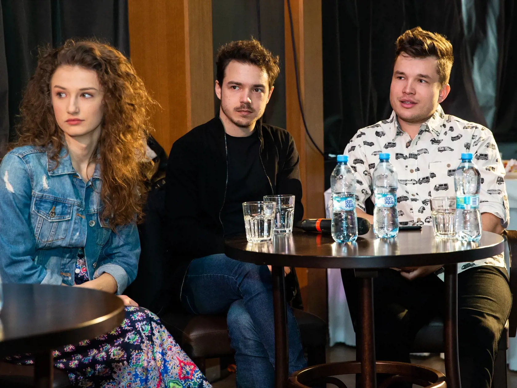 Tlačová konferencia k predstaveniu nového muzikálu "Mária Terézia" v divadle Nová Scéna v Bratislave. Na snímke Petra Dubayová, Dávid Hartl a Martin Harich.