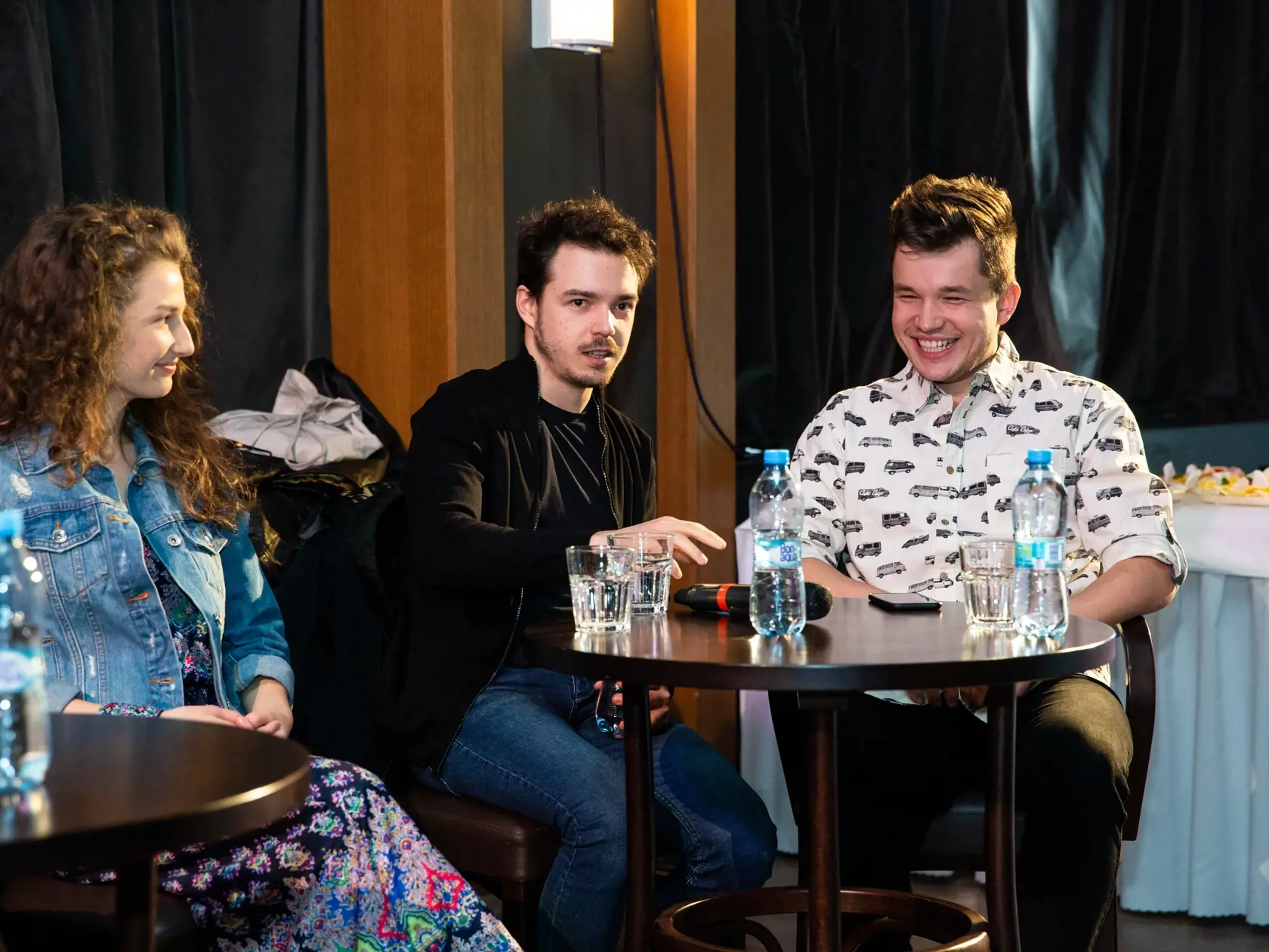 Tlačová konferencia k predstaveniu nového muzikálu "Mária Terézia" v divadle Nová Scéna v Bratislave. Na snímke Petra Dubayová, Dávid Hartl a Martin Harich.