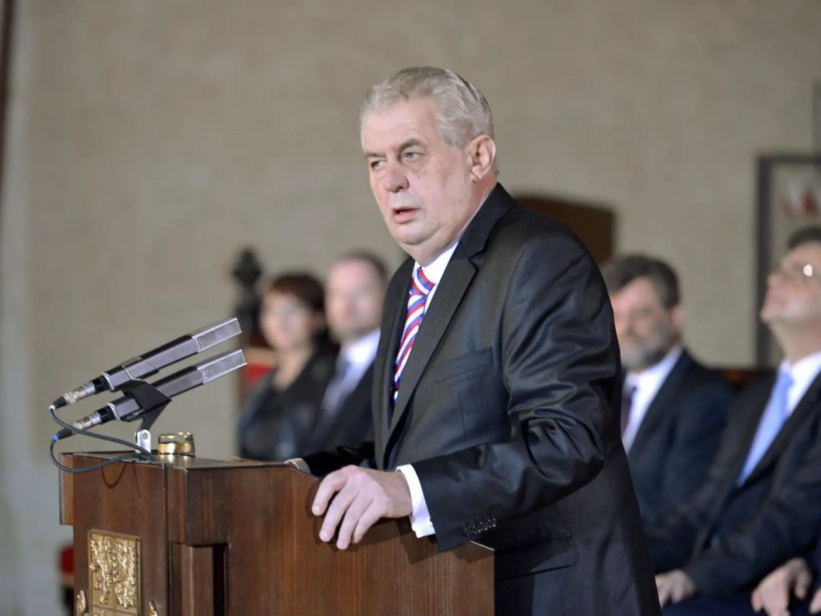 Miloš Zeman počas svojho prvého prezidentského prejavu.