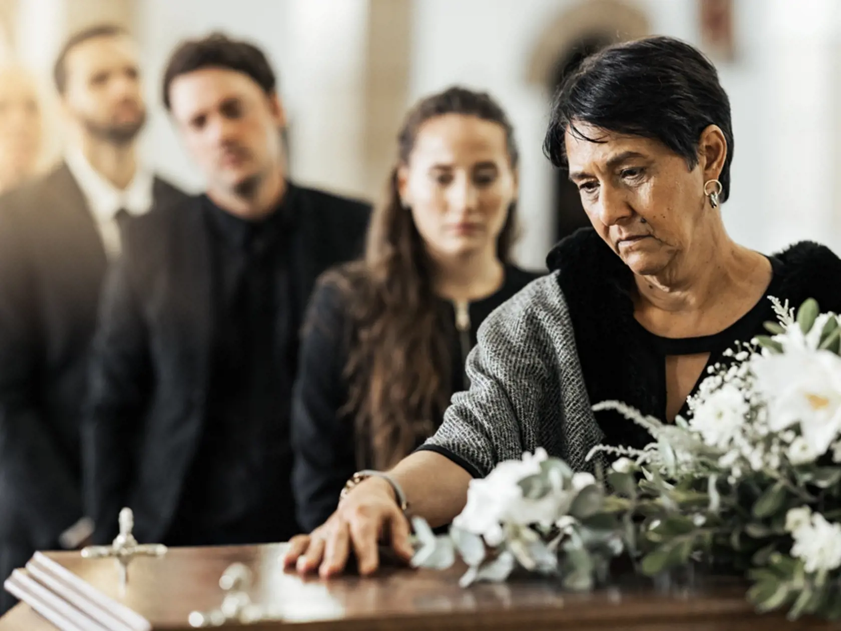 Funeral,,Death,And,Coffin,In,Church,Or,Christian,Family,Gathering
