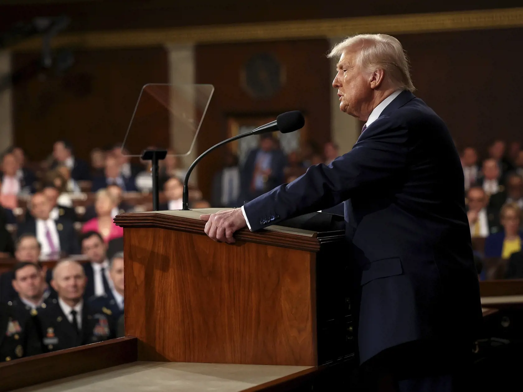 WA 13 Washington - Americký prezident Donald Trump vystupuje s príhovorom na pôde amerického Kongresu vo Washingtone v utorok 4. marca 2025. FOTO TASR/AP  

President Donald Trump addresses a joint session of Congress at the Capitol in Washington, Tuesday, March 4, 2025. (Win McNamee/Pool Photo via AP)