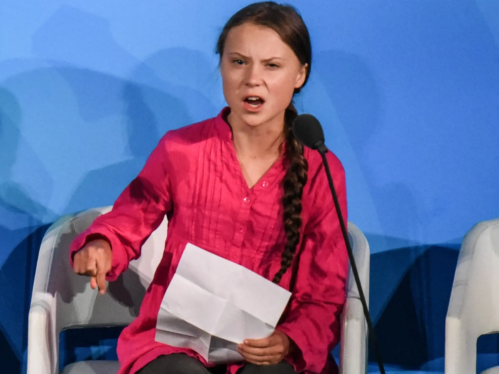 Greta Thunberg na pôde OSN.