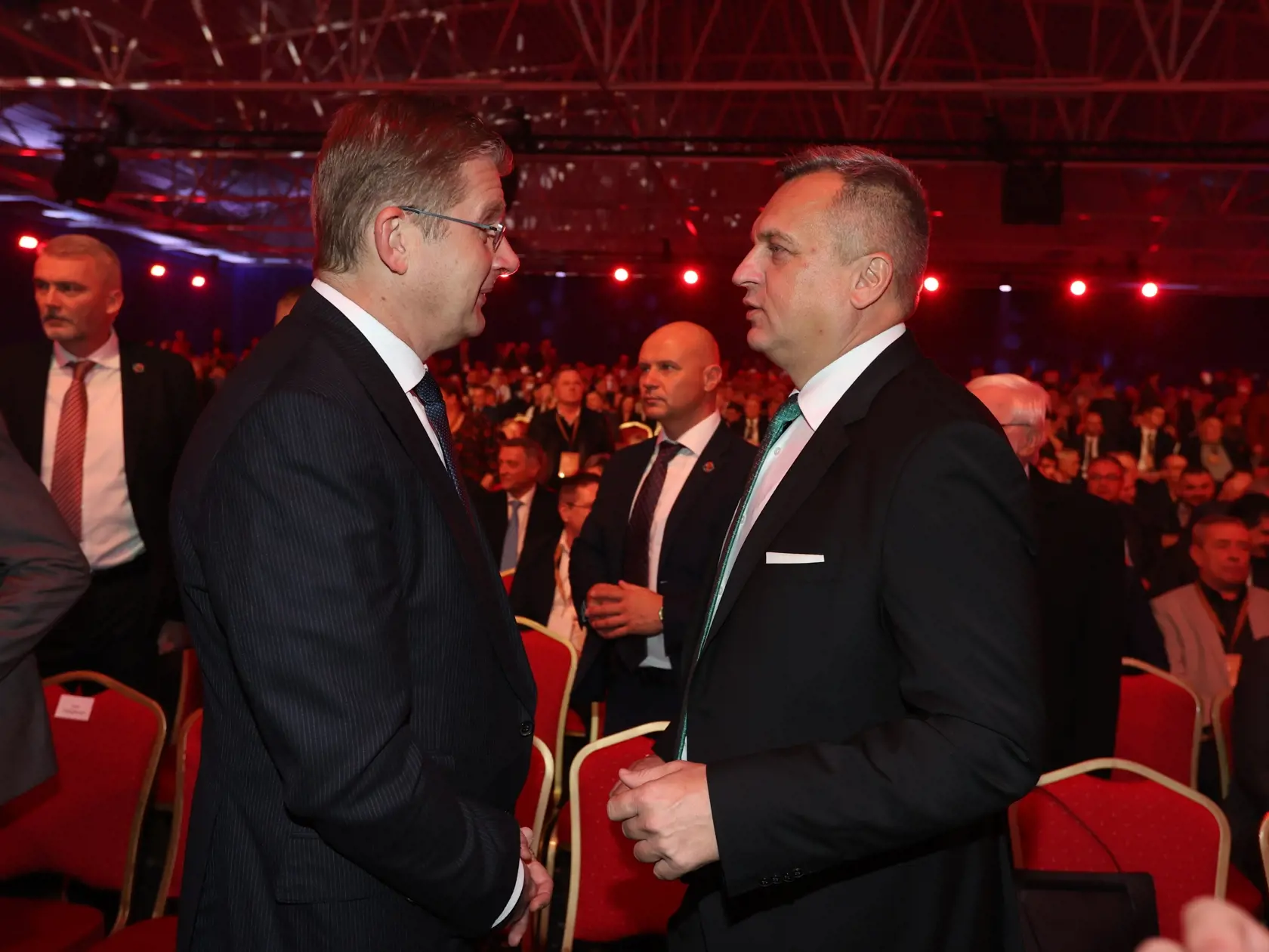 Na snímke je Peter Žiga a Andrej Danko na oslavách strany Smer - SD pri príležitosti 25. výročia založenia strany.