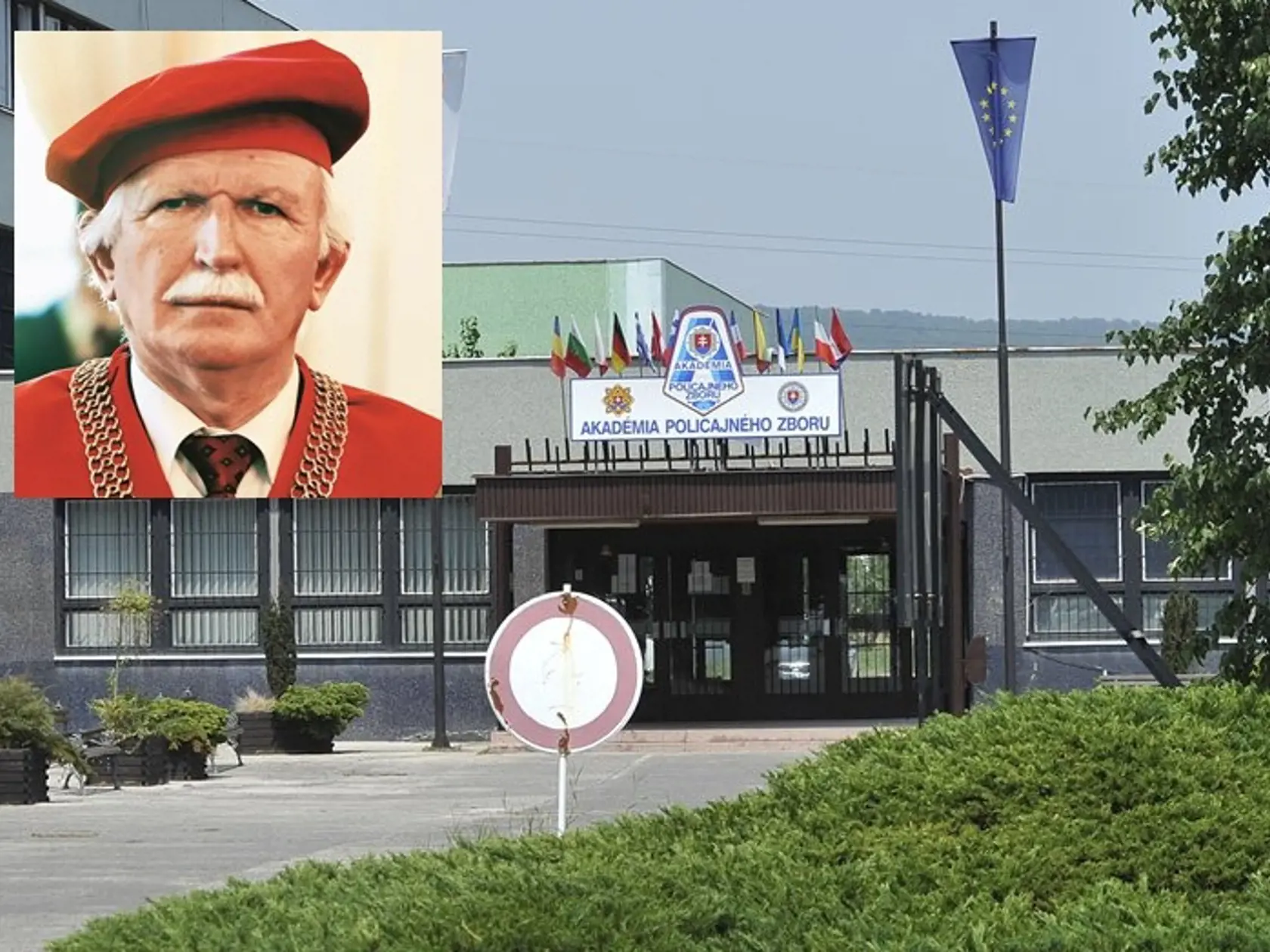 Policajná akadémia počas rektorovanie Václava Krajníka (na malej fotografii).