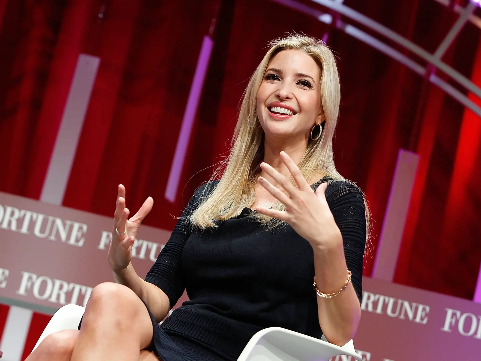 WASHINGTON, DC - OCTOBER 14:  Founder and CEO of Ivanka Trump Collection and Executive Vice President of Development and Acquisitions of The Trump Organization, Ivanka Trump speaks onstage during Fortune's Most Powerful Women Summit - Day 3 at the Mandarin Oriental Hotel on October 14, 2015 in Washington, DC.  (Photo by Paul Morigi/Getty Images for Fortune/Time Inc)