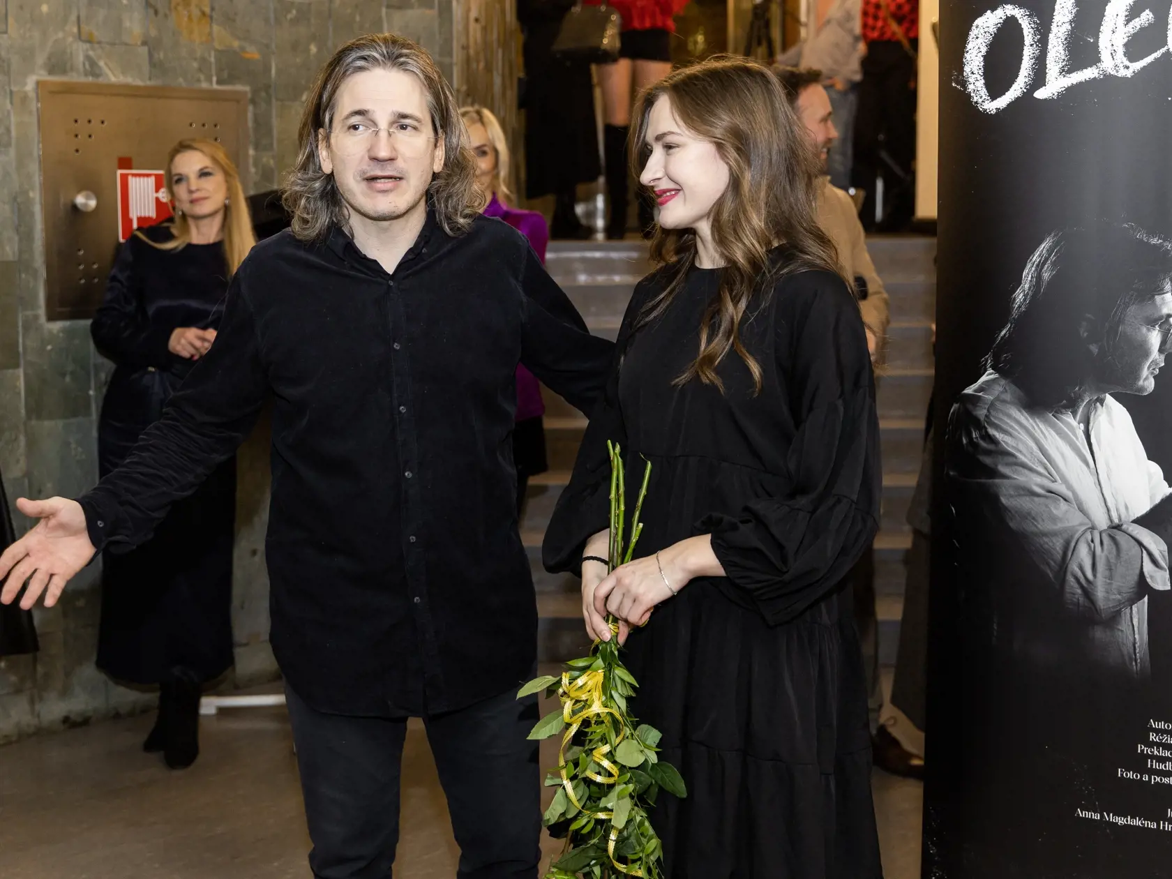 Premiéra divadelného predstavenia "Oleanna" v Štúdiu L+S v Bratislave. Na snímke Juraj Mokrý a Anna Magdaléna Hroboňová.