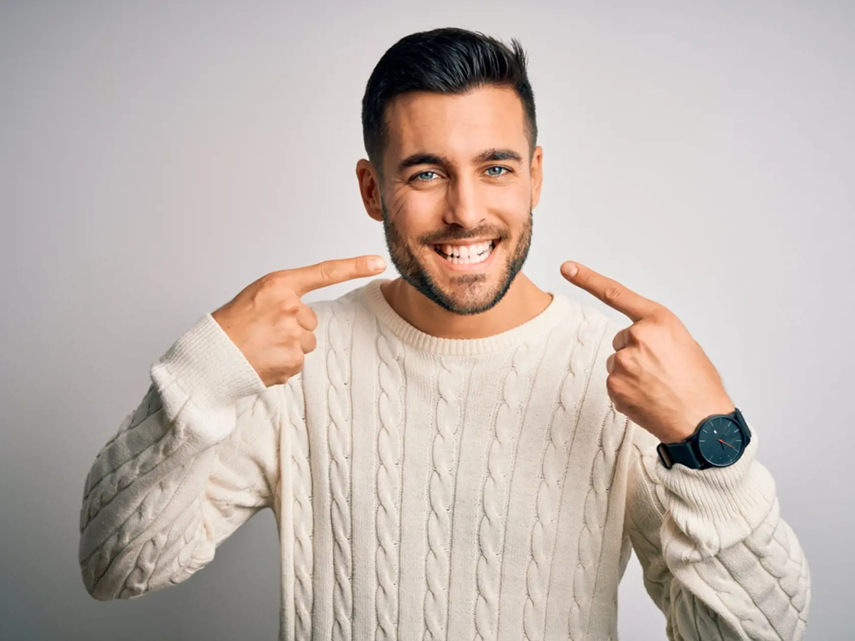 Young,Handsome,Man,Wearing,Casual,Sweater,Standing,Over,Isolated,White
