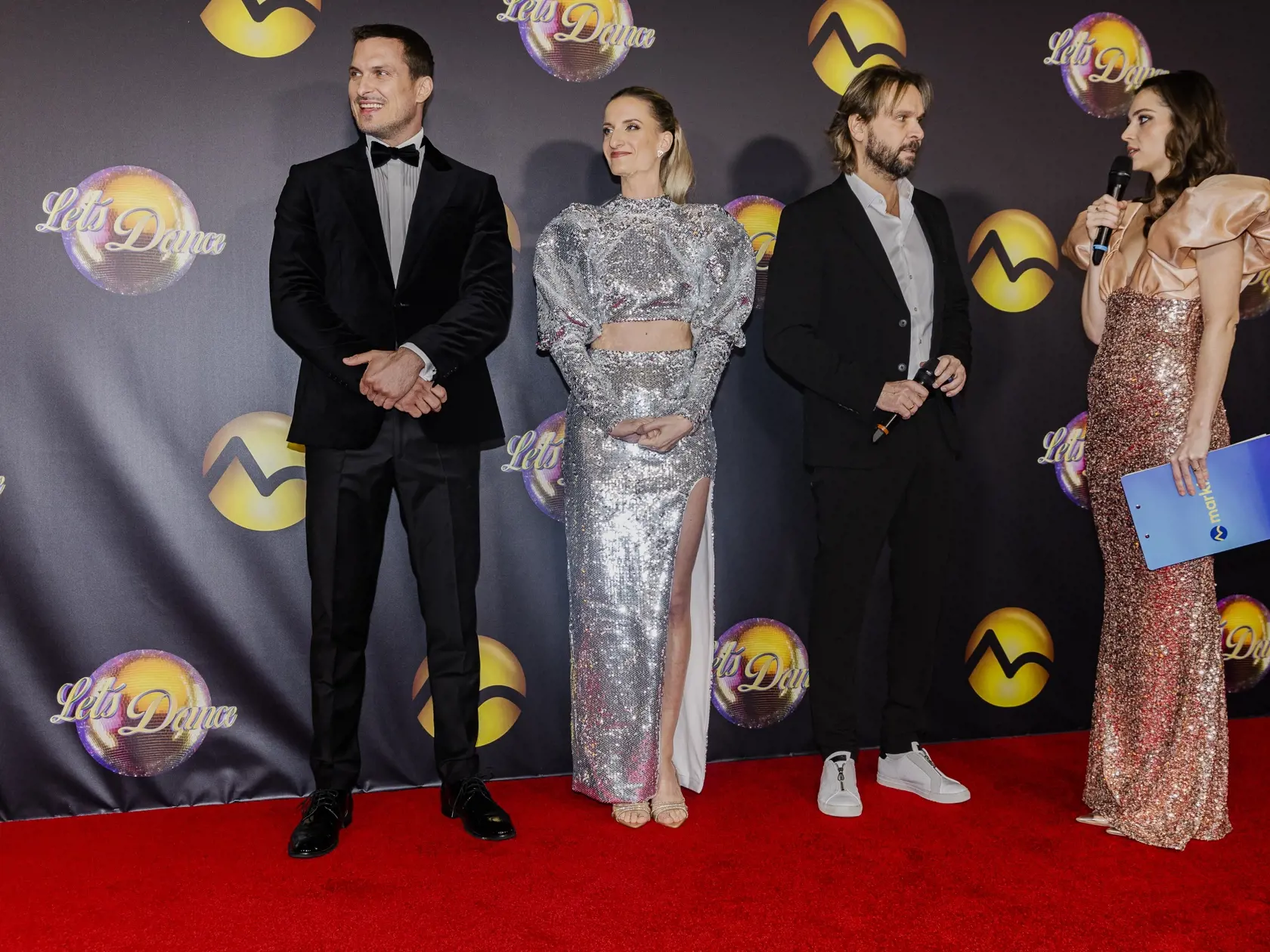 Na snímke Ján Koleník, Adela Vinczeová, Ján Ďurovčík a Lucia Hlaváčková počas predstavenia poroty a tanečných párov súťaže TV Markíza Let´s Dance 2023.
