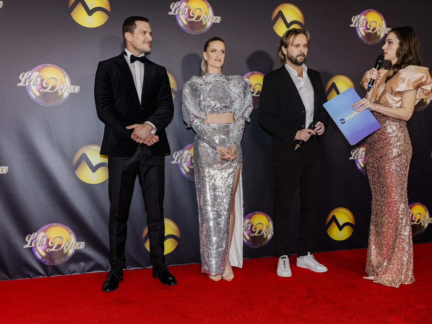 Na snímke Ján Koleník, Adela Vinczeová, Ján Ďurovčík a Lucia Hlaváčková počas predstavenia poroty a tanečných párov súťaže TV Markíza Let´s Dance 2023.