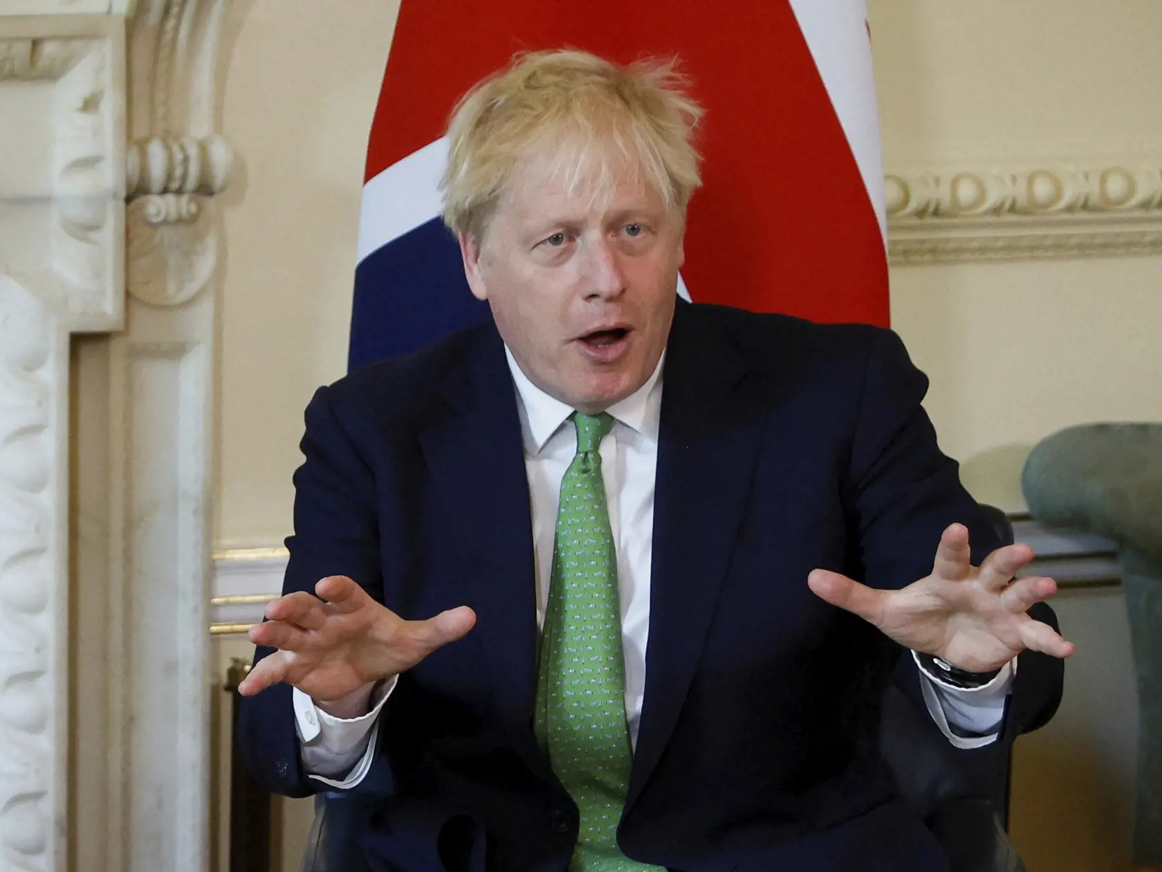 PK 33 Londýn - Na snímke britský premiér Boris Johnson počas stretnutia s novozélandskou premiérkou Jacindou Ardernovou na Downing Street 10 v Londýne 1. júla 2022. FOTO TASR/AP

British Prime Minister Boris Johnson attends a meeting with New Zealand Prime Minister Jacinda Ardern at Downing Street, in London, Friday July 1, 2022. (John Sibley/Pool Photo via AP)