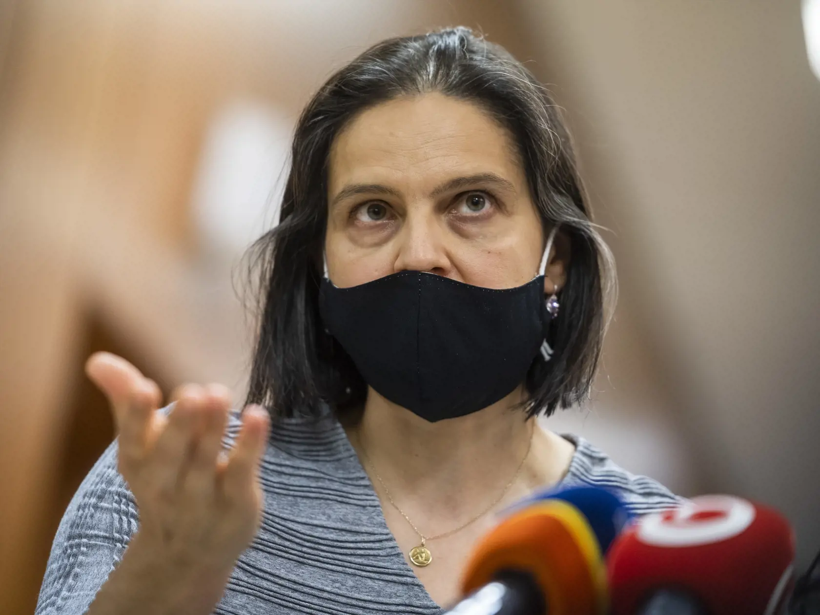 Na snímke ministerka spravodlivosti SR Mária Kolíková (Za ľudí) počas tlačovej konferencie po 57. rokovaní vlády SR v Bratislave 7. decembra 2020. FOTO TASR -Jaroslav Novák