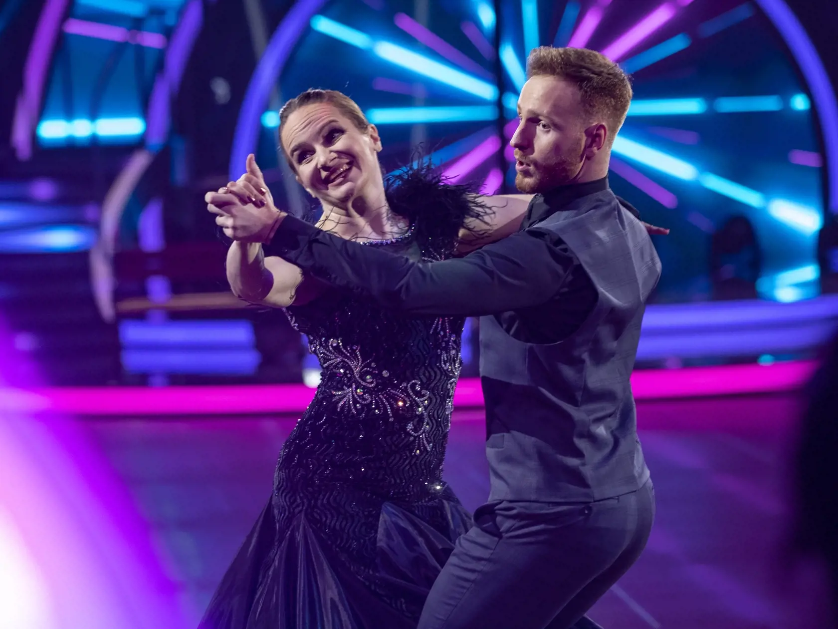 Finale tanečnej televíznej šou Let’s Dance v bratislavskej Inchebe. Na snímke je Zuzana Šebová a Vilém Šír.