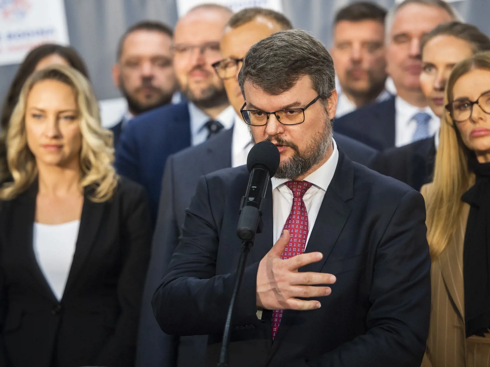 Clen predsedníctva hnutia Sme rodina Štefan Holý predstavil štvrtý pilier programu: dátovú ekonomiku. FOTO TASR - Jaroslav Novák