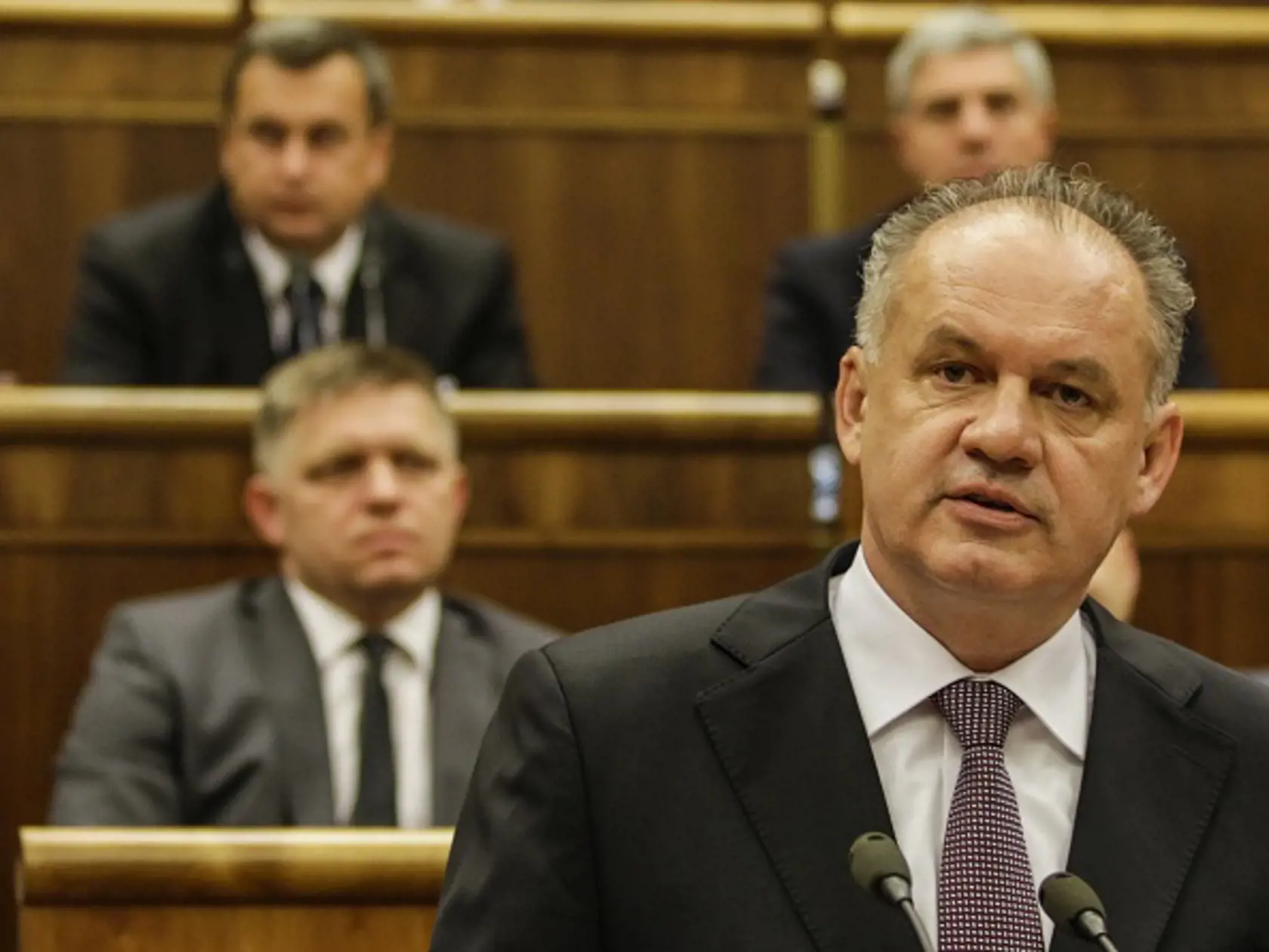 Na snímke vtedajší prezident Slovenskej republiky Andrej Kiska počas správy o stave republiky na pôde Národnej rady Slovenskej republiky. V Bratislave 14. júna 2017.