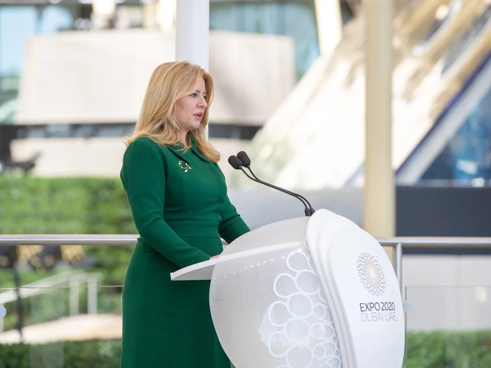 Prezidentka Zuzana Čaputová s príhovorom na Expo Dubaj 2020.