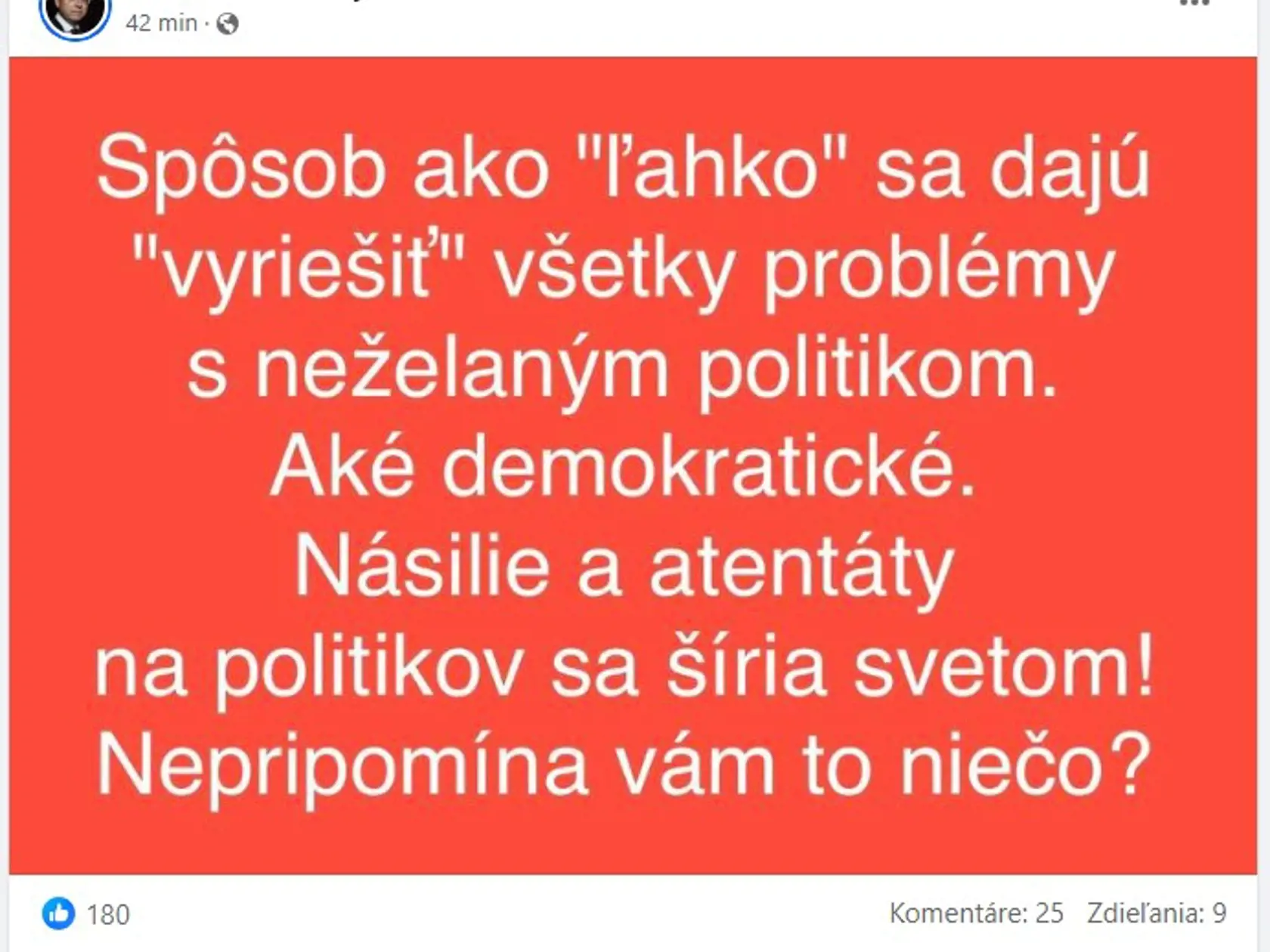 Nepripomína vám to niečo? Takúto rečnícku otázku položil šéf rezortu financií Ladislav Kamenický (Smer) v reakci na streľbu na Donalda Trumpa svojim sledovateľom na sociálnej sieti.