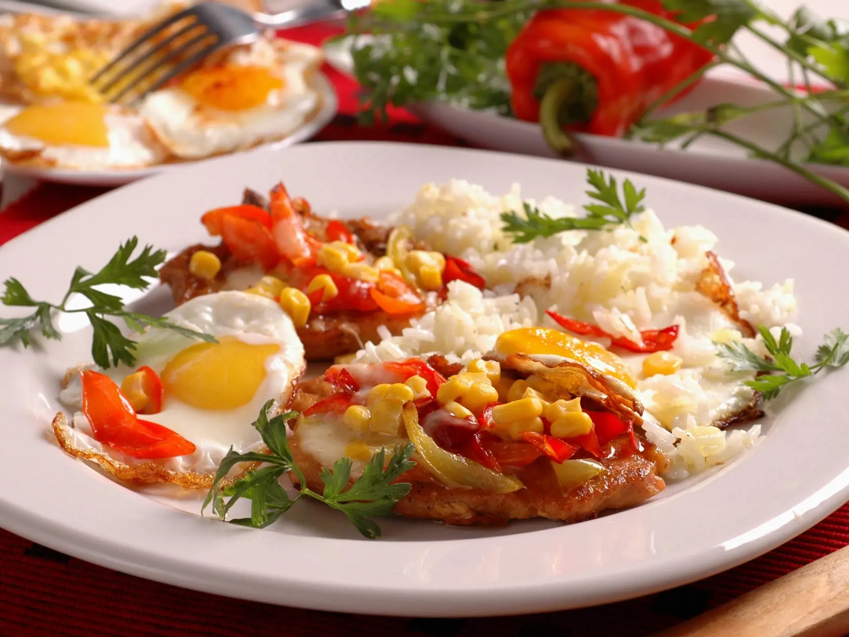 Teľacie kotlety s prílohou, recept, paprika, kukurica, syr, vajcia
Foto: Peter Záhradník
Neuverejnené
pôvodný súbor:telacie kotlety s oblohou.eps