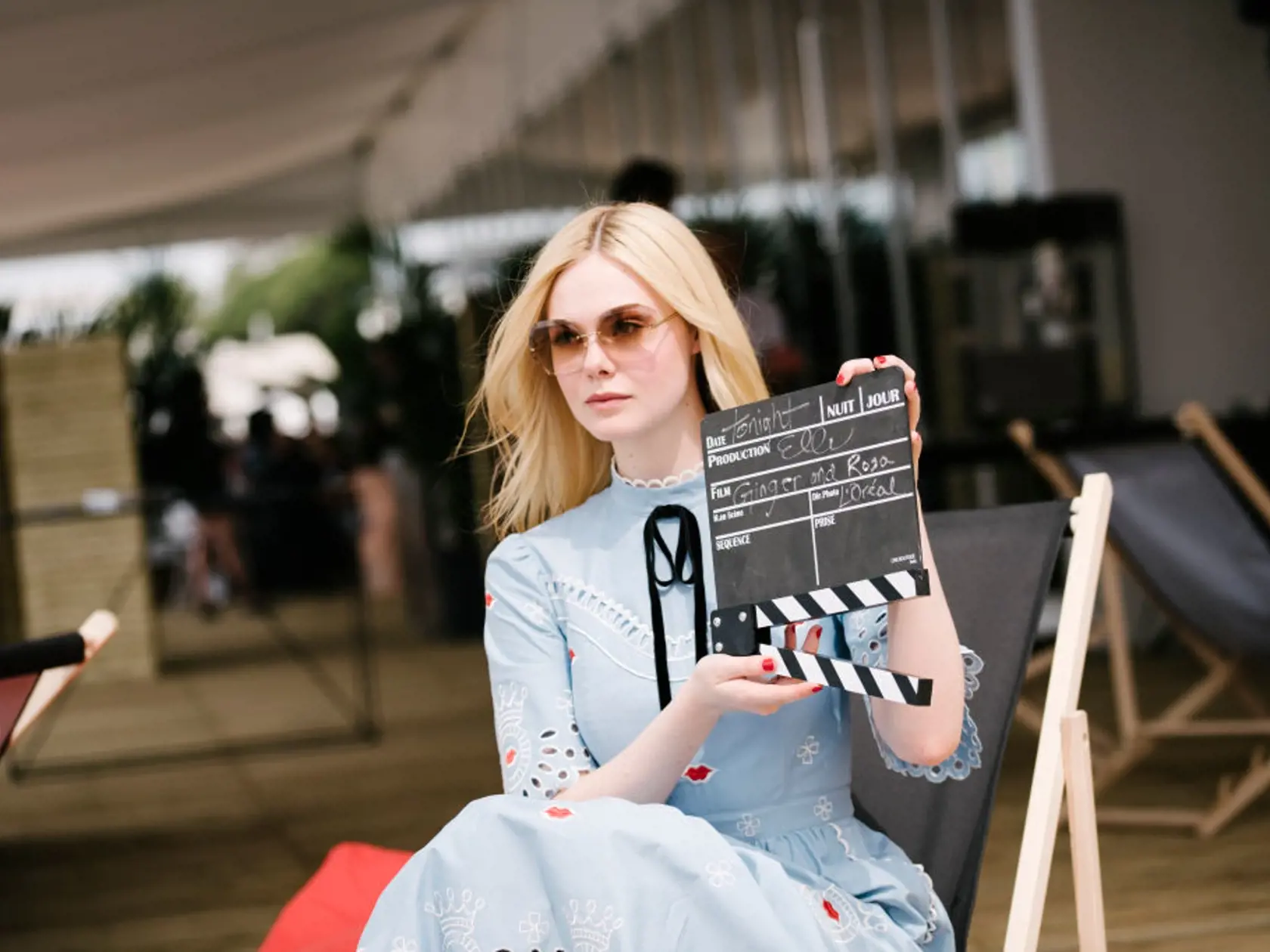 CANNES, FRANCE - MAY 18:  (EDITOR'S NOTE: This image has been digitally altered) Elle Fanning is photographed at the L'Oreal Paris Beach Studio during the 70th annual Cannes Film Festival on May 18, 2017 in Cannes, France.  (Photo by Gareth Cattermole/Getty Images for L'Oreal Paris)