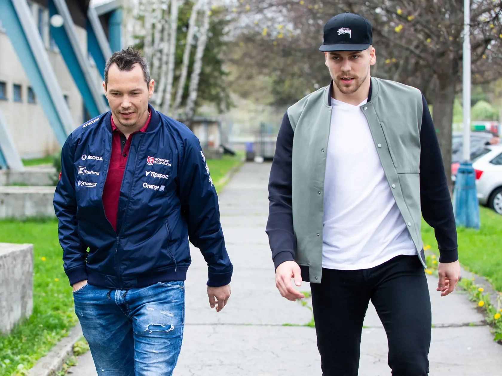 Zraz Slovenskej hokejovej reprezentácie na zimnom štadióne v Poprade. Na snímke Ladislav Nagy a Erik Černák.