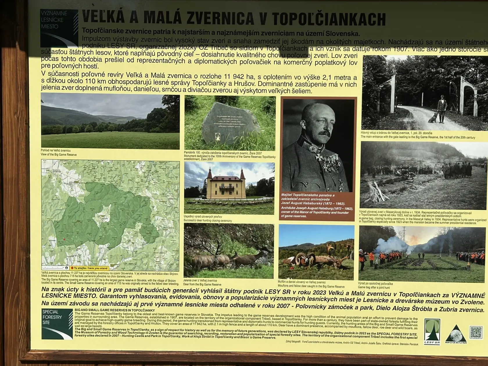 Slávnostný akt vyhlásenia Významného lesníckeho miesta -Veľká a Malá zvernica, Topoľčianky 2023.