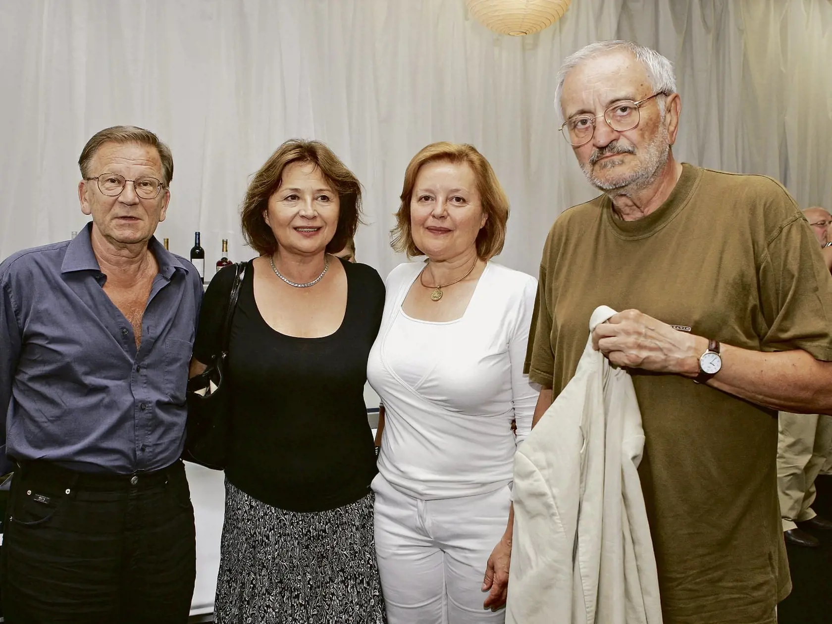 (L-R) Slovak artist Milan Corba, his wife Emilia Vasaryova, Magda Vasaryova and her husband Milan Lasica on August 28, 2009, in Bratislava, Slovakia., Image: 228564164, License: Rights-managed, Restrictions: , Model Release: no, Credit line: Profimedia, TEMP Tomáš Hudcovič - ČEF