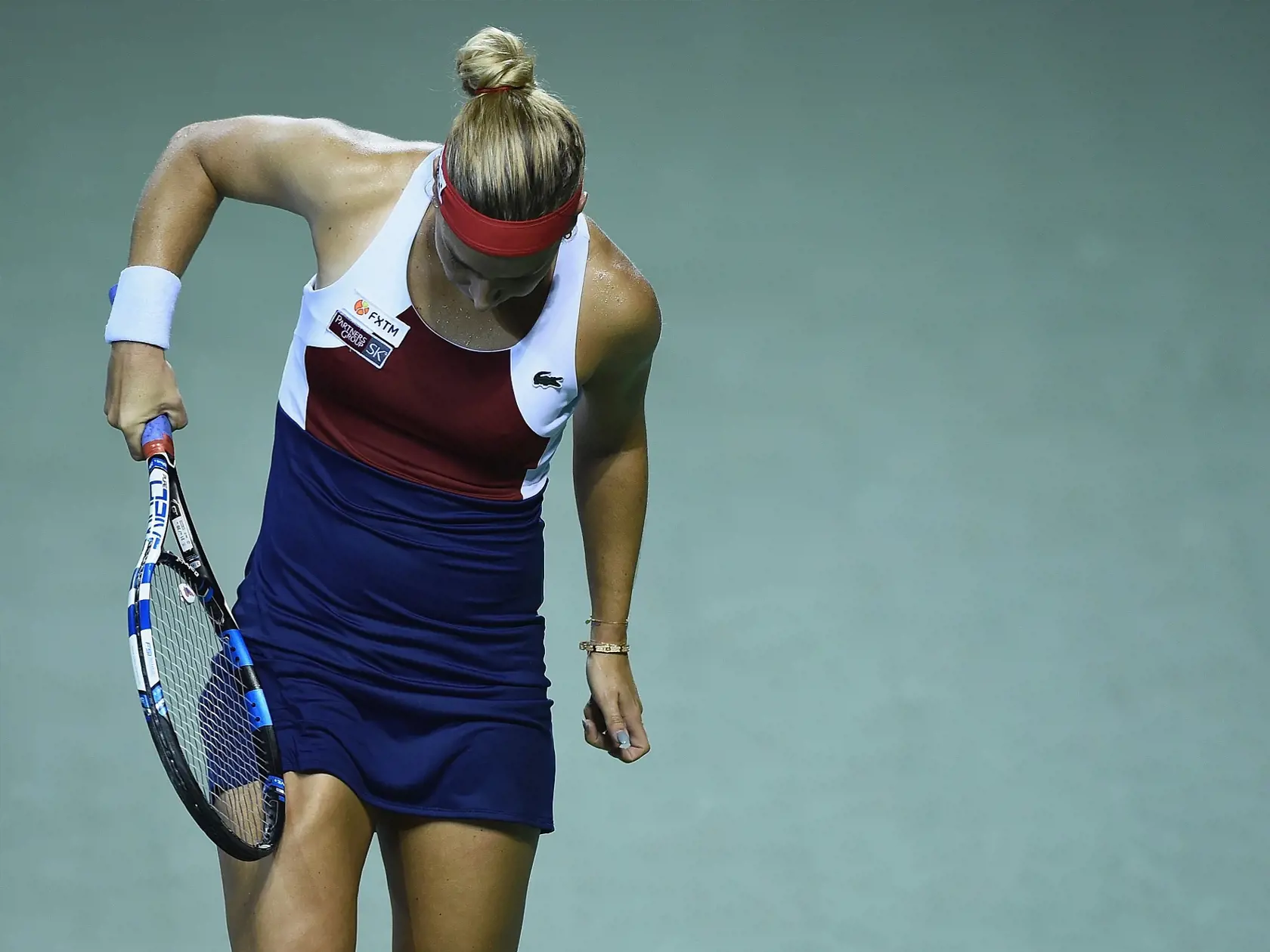 TOKYO, JAPAN - SEPTEMBER 22:  Dominika Cibulkova of Slovakia reacts in her quarter final match against Caroline Wozniacki of Denmark during day five of the Toray Pan Pacific Open Tennis At Ariake Coliseum on September 22, 2017 in Tokyo, Japan.  (Photo by Matt Roberts/Getty Images)