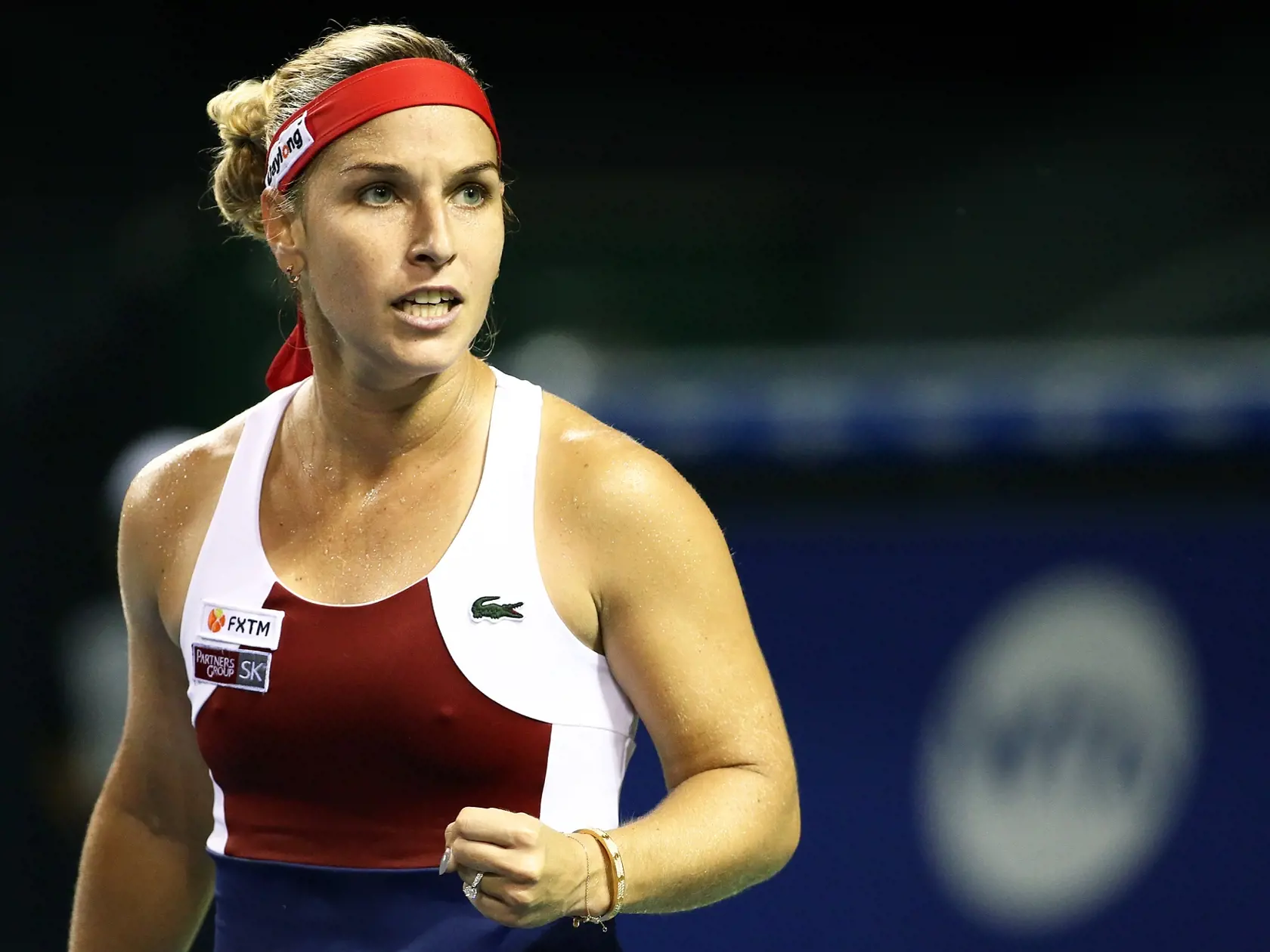 TOKYO, JAPAN - SEPTEMBER 22: Dominika Cibulkova of Slovakia celebrates in her quarter final match against Caroline Wozniacki of Denmark during day five of the Toray Pan Pacific Open Tennis At Ariake Coliseum on September 22, 2017 in Tokyo, Japan.  (Photo by Koji Watanabe/Getty Images)