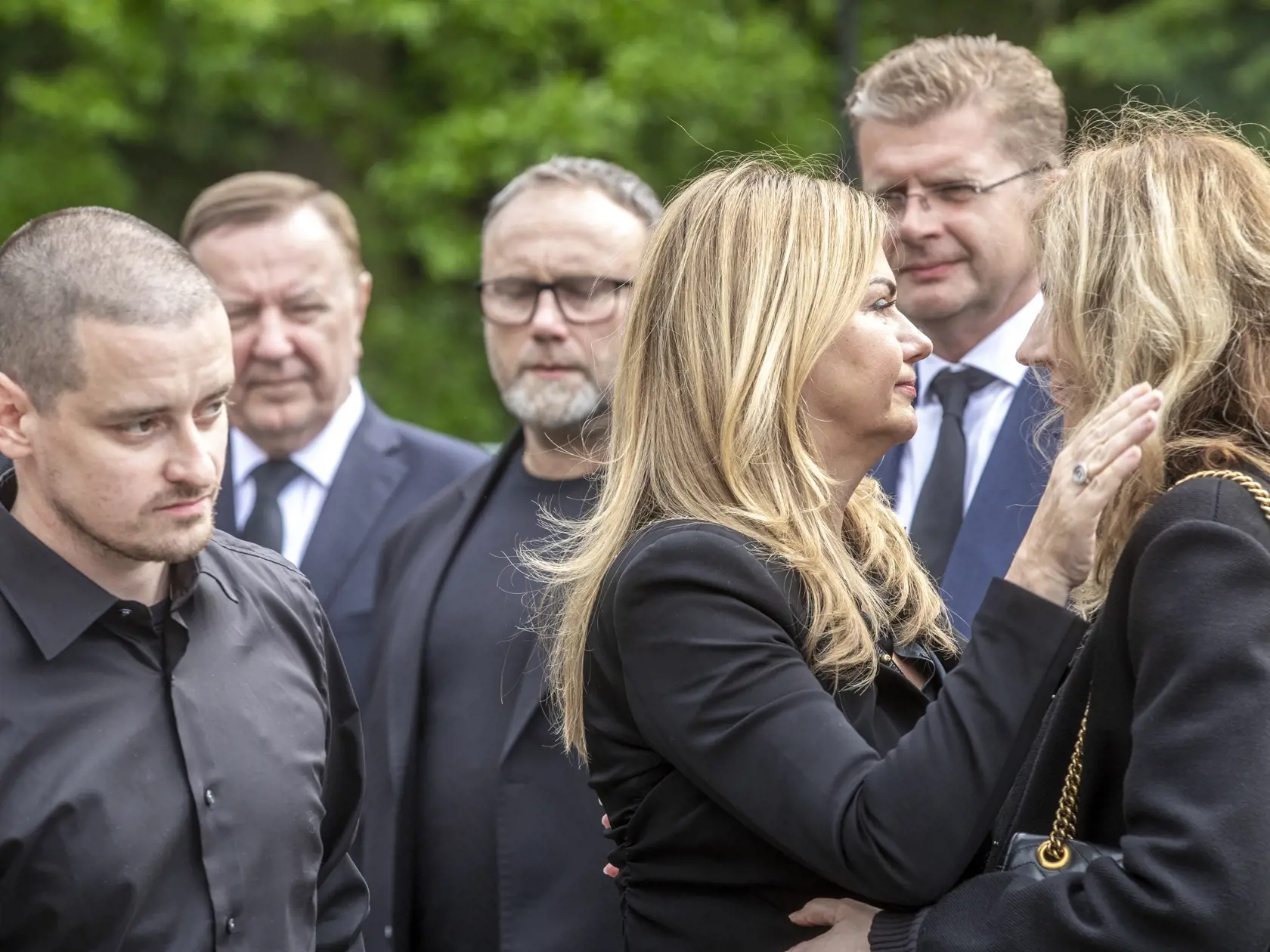 Na snímke je posledná rozlúčka s podnikateľom Fedorom Flašíkom v bratislavskom krematóriu, ktorá sa konala v piatok 3.5 2024. Na fotke je exmanželka a europoslankyňa Monika Beňová.