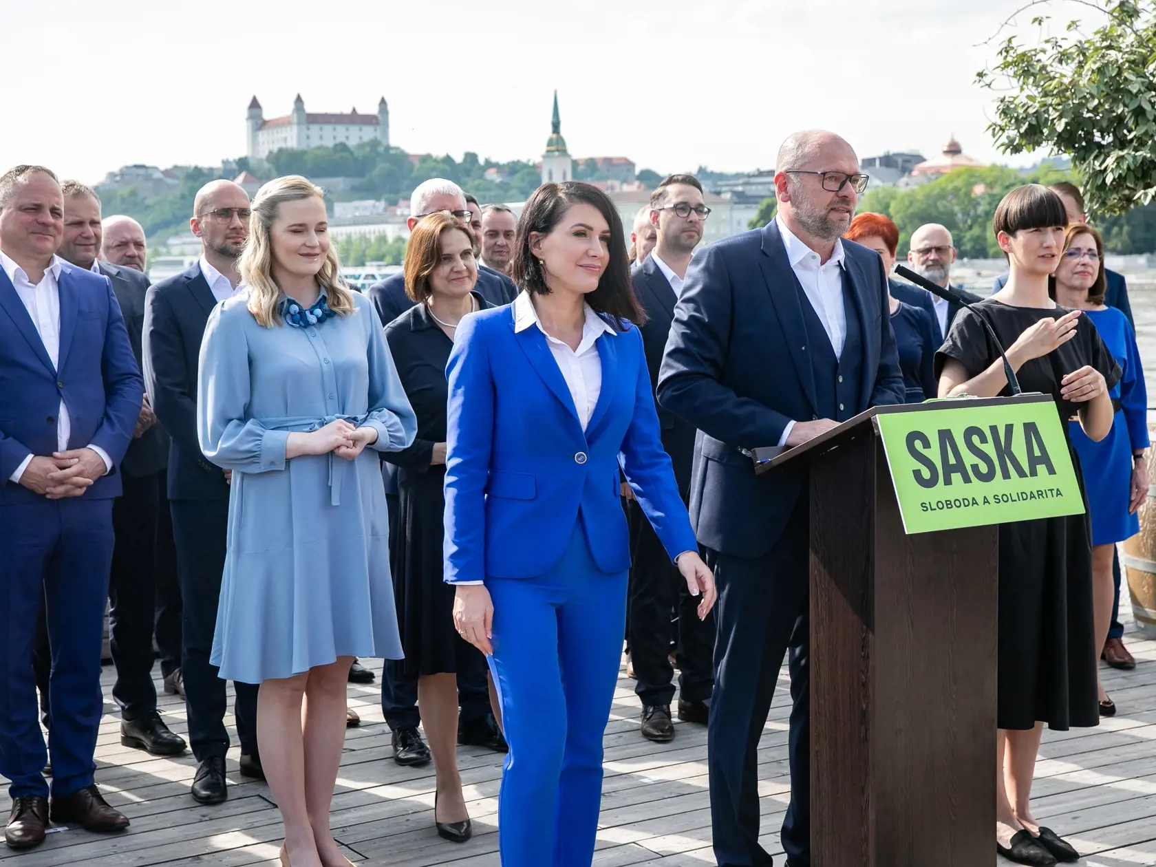 Predstavenie kandidatky strany Sloboda a Solidarita. Téma: Stretnutie našich TOP 30 kandidátov. Na snímke je Richard Sulík, Jana Cigániková.